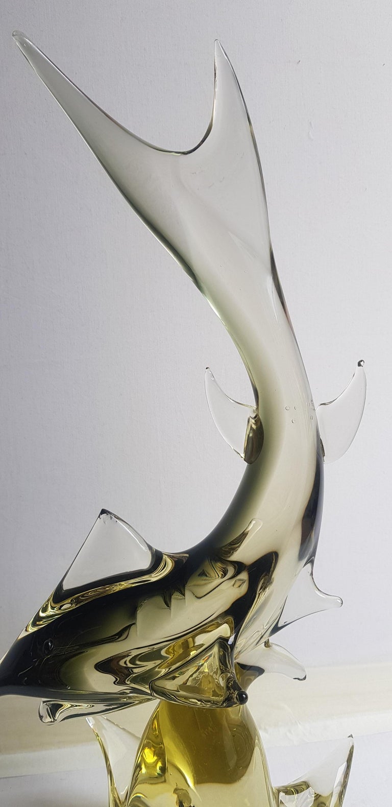 Mid-Century Murano Glass large Sommerso Shark Signed by the artist  In Excellent Condition For Sale In Grantham, GB