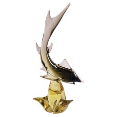 Mid-Century Murano Glass large Sommerso Shark Signed by the artist