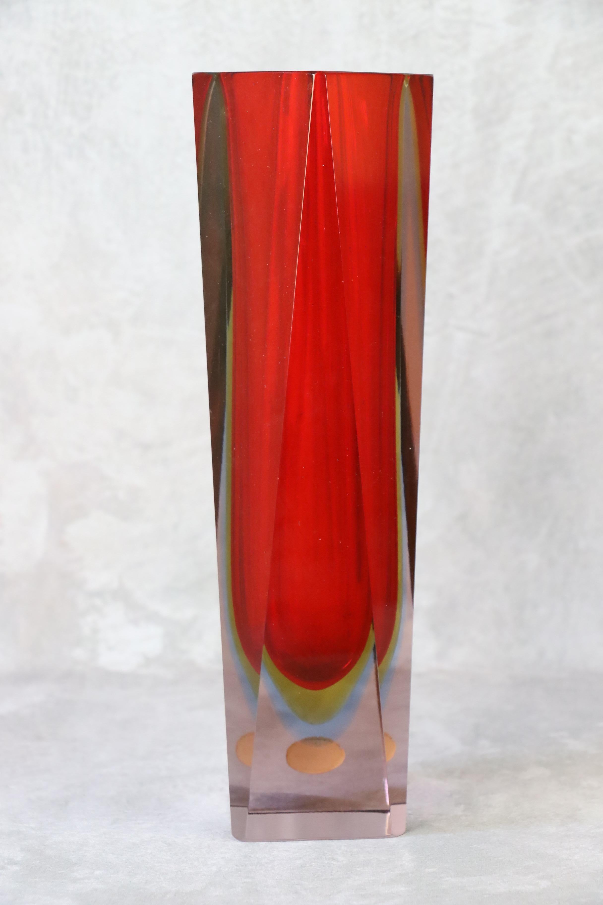 Mid-Century Modern Midcentury Murano Glass Large Vase by Flavio Poli, Seguso, 1970s