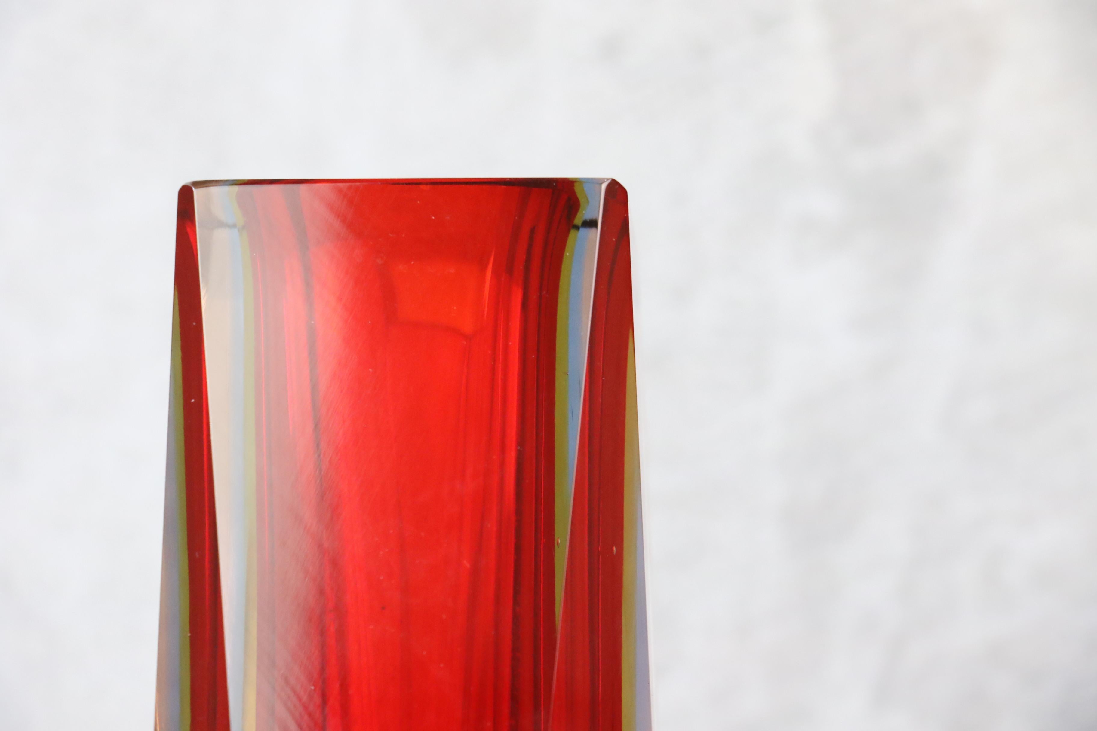 Midcentury Murano Glass Large Vase by Flavio Poli, Seguso, 1970s In Good Condition In Camblanes et Meynac, FR