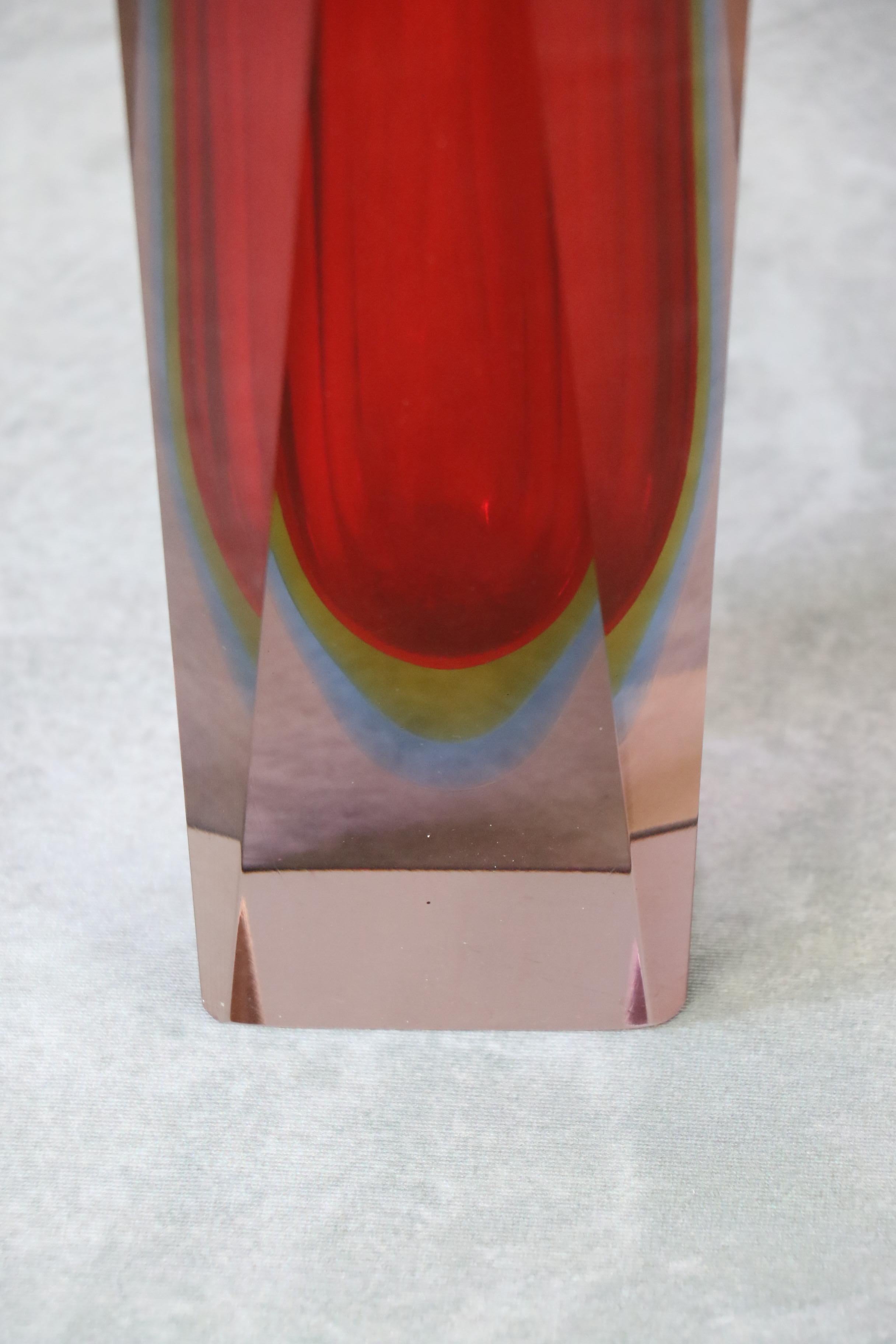 Art Glass Midcentury Murano Glass Large Vase by Flavio Poli, Seguso, 1970s