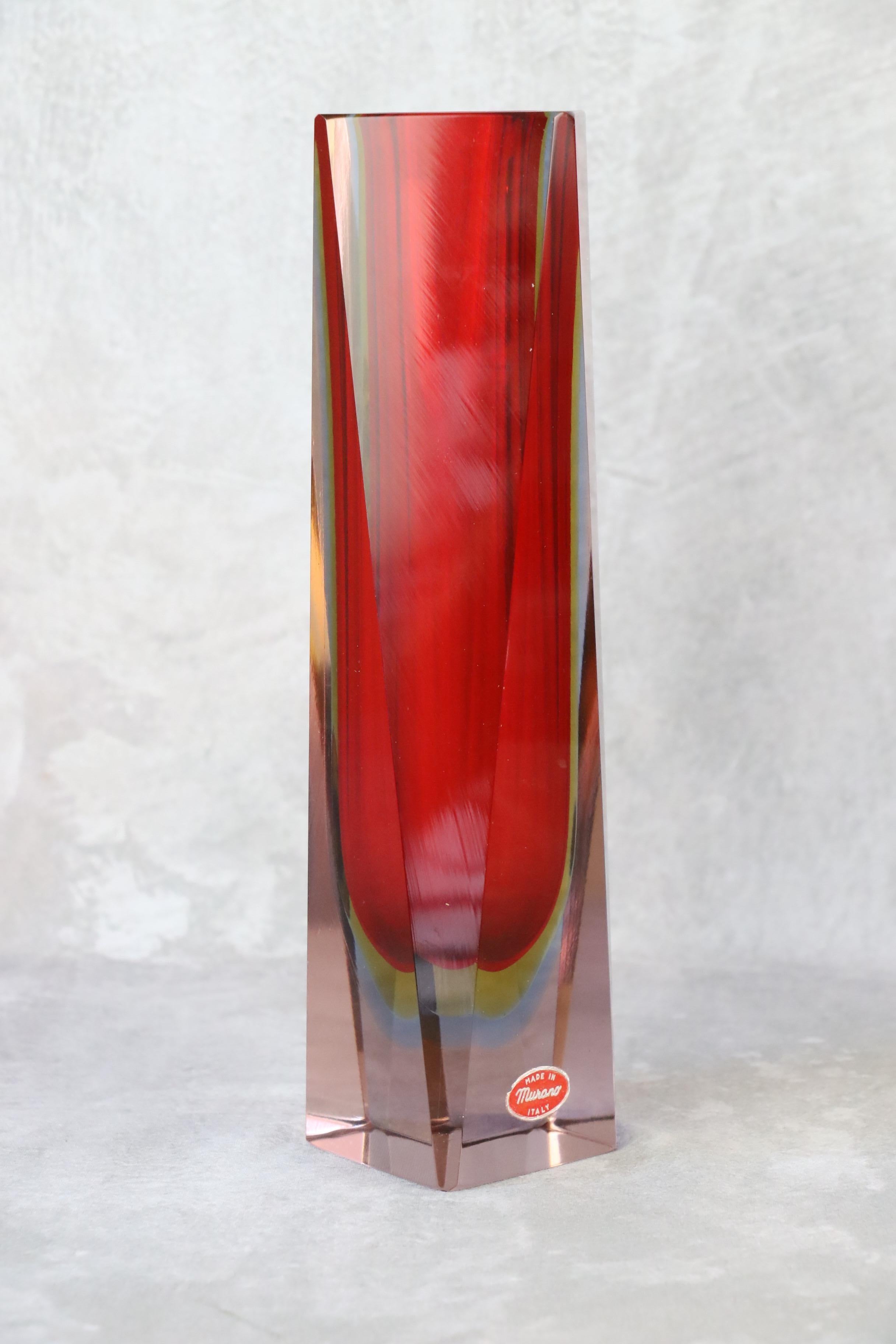 Midcentury Murano Glass Large Vase by Flavio Poli, Seguso, 1970s 2