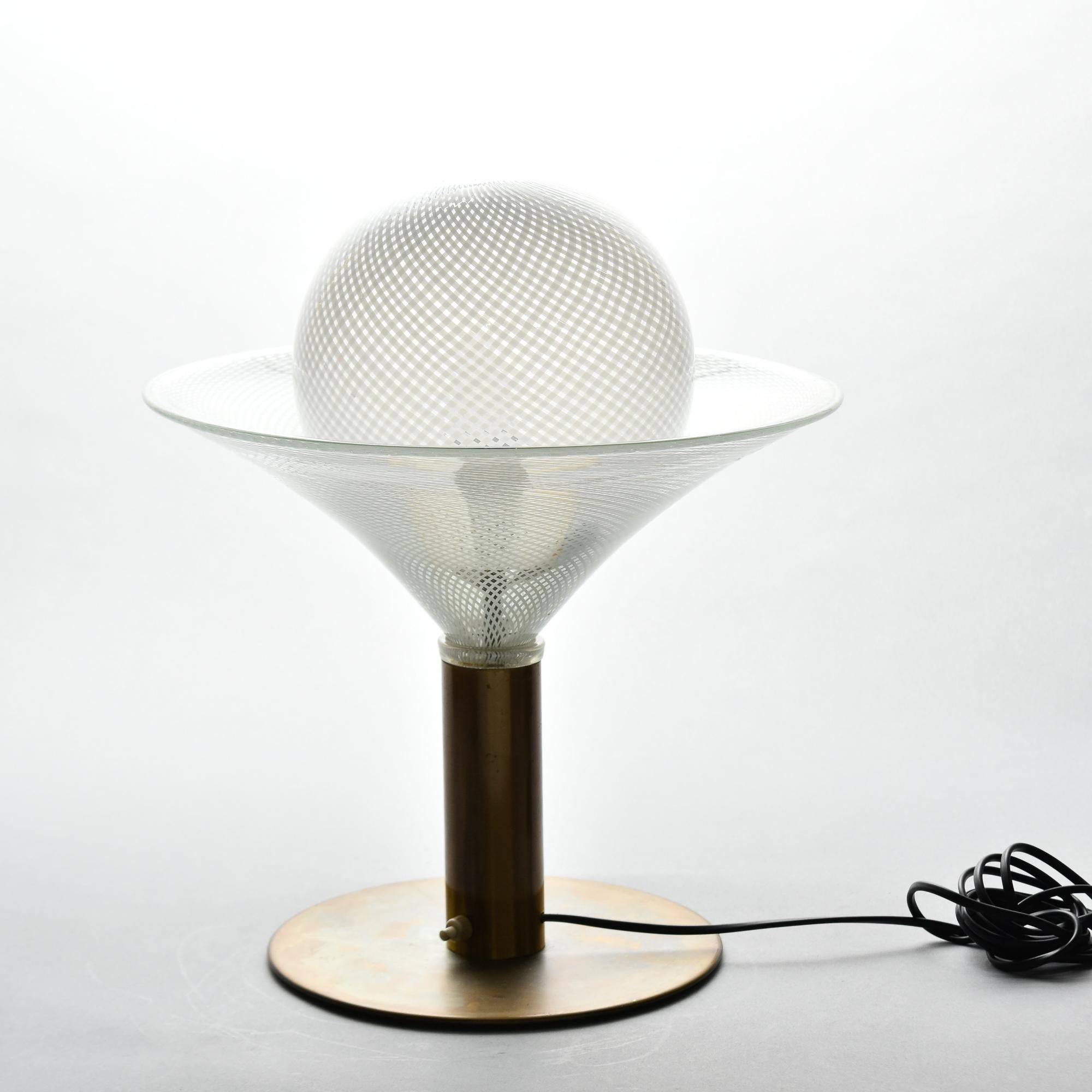 Mid-Century Modern Mid Century Murano Glass Martini Style Lamp with Brass Base