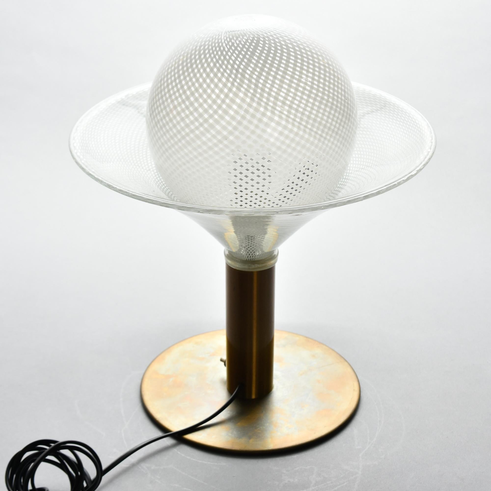 Italian Mid Century Murano Glass Martini Style Lamp with Brass Base