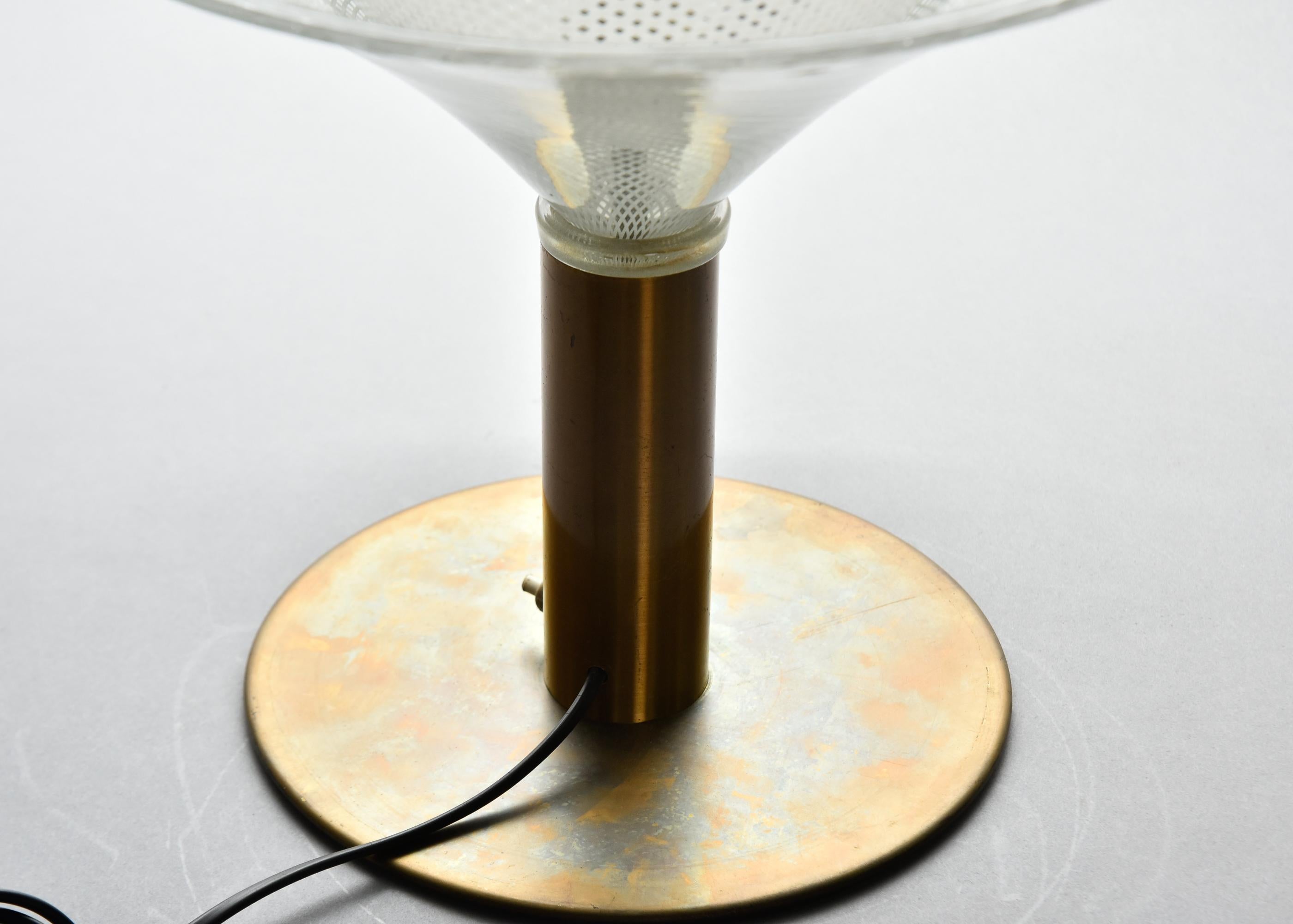 20th Century Mid Century Murano Glass Martini Style Lamp with Brass Base