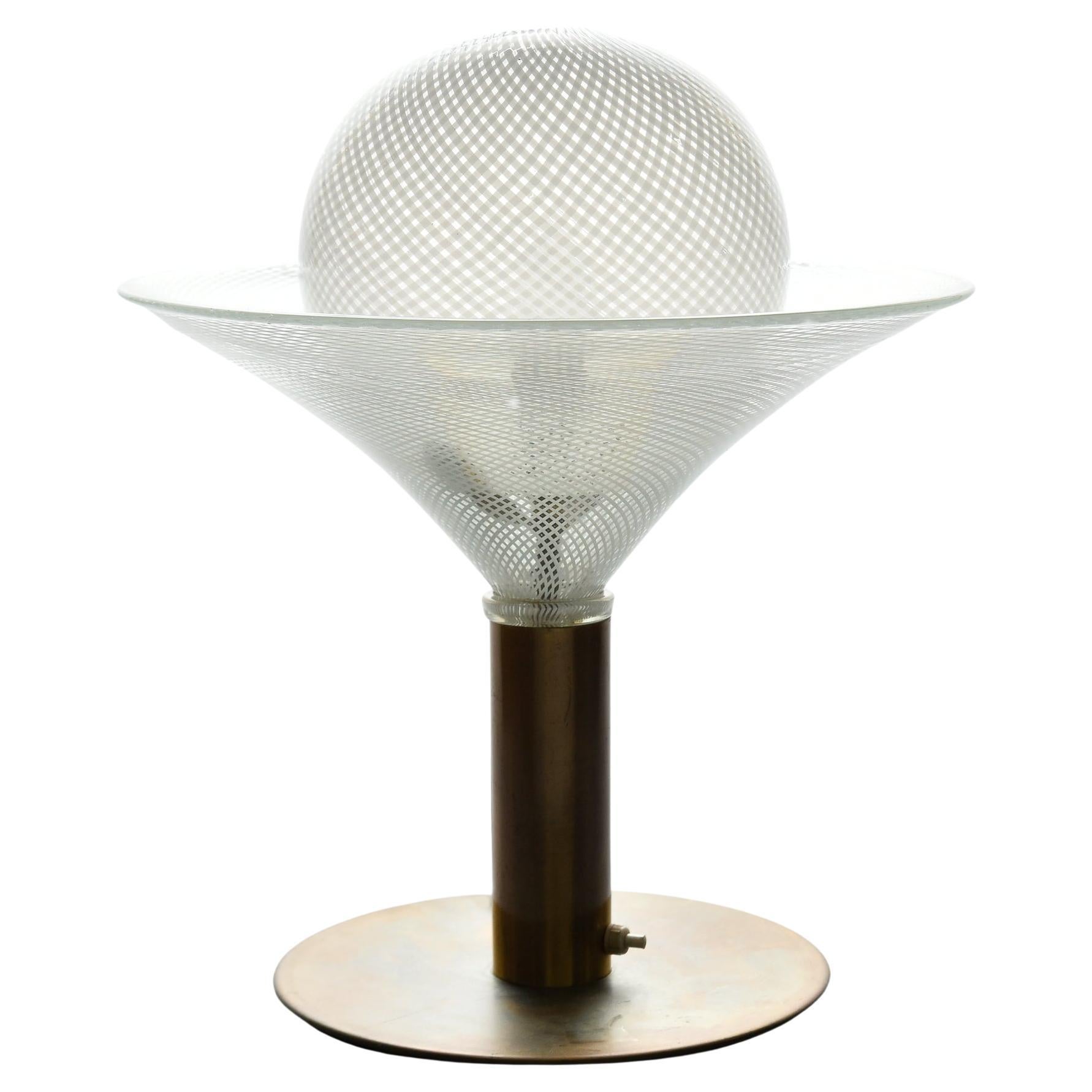 Mid Century Murano Glass Martini Style Lamp with Brass Base