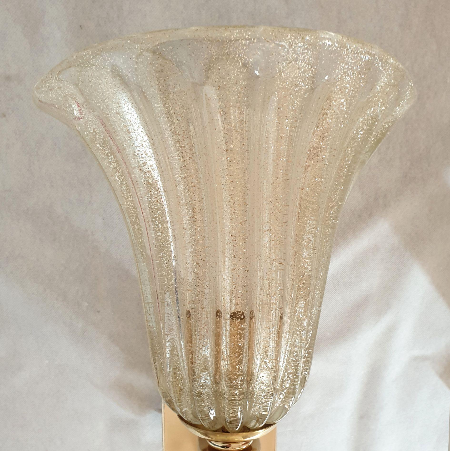 Brass Gold Murano glass sconces, Italy For Sale