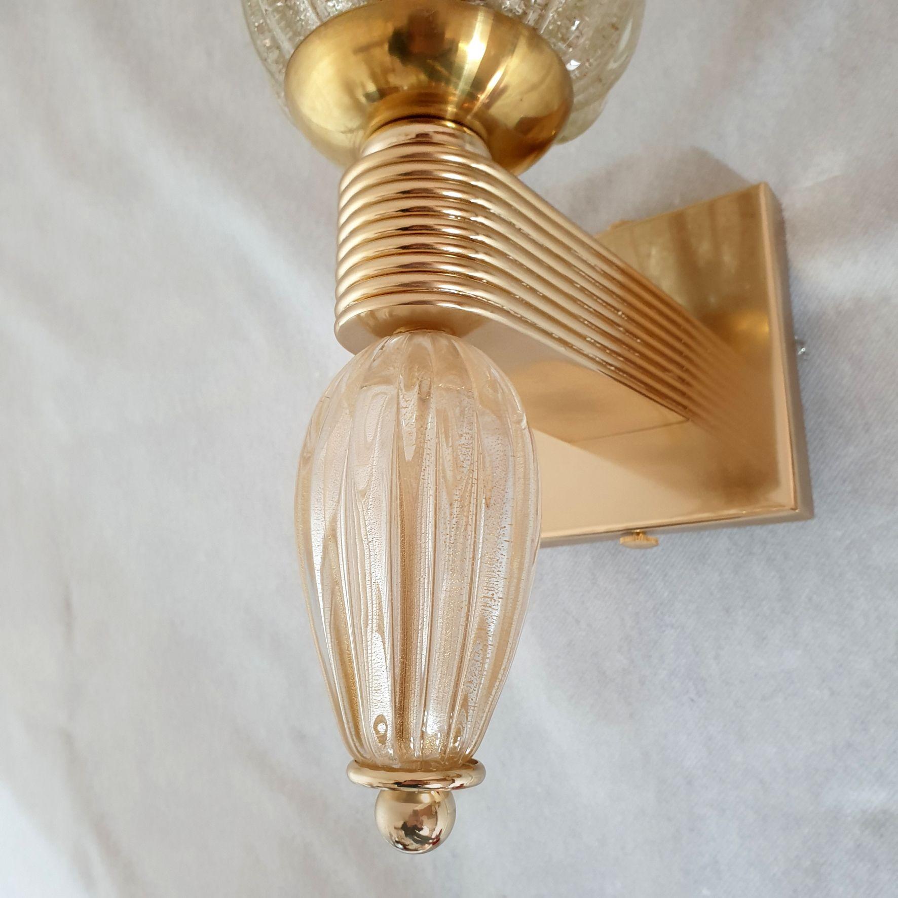 Gold Murano glass sconces, Italy For Sale 1