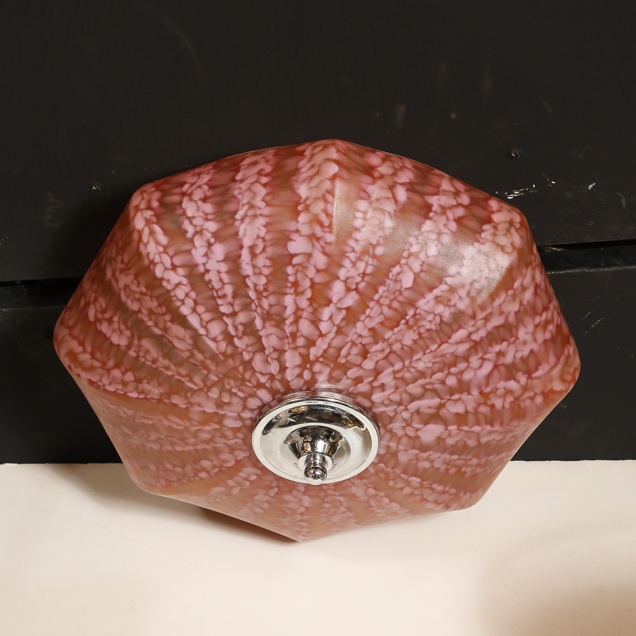 Lampadario a sospensione in vetro di Murano di metà secolo in rosa sakura e cremisi attenuato in vendita 4