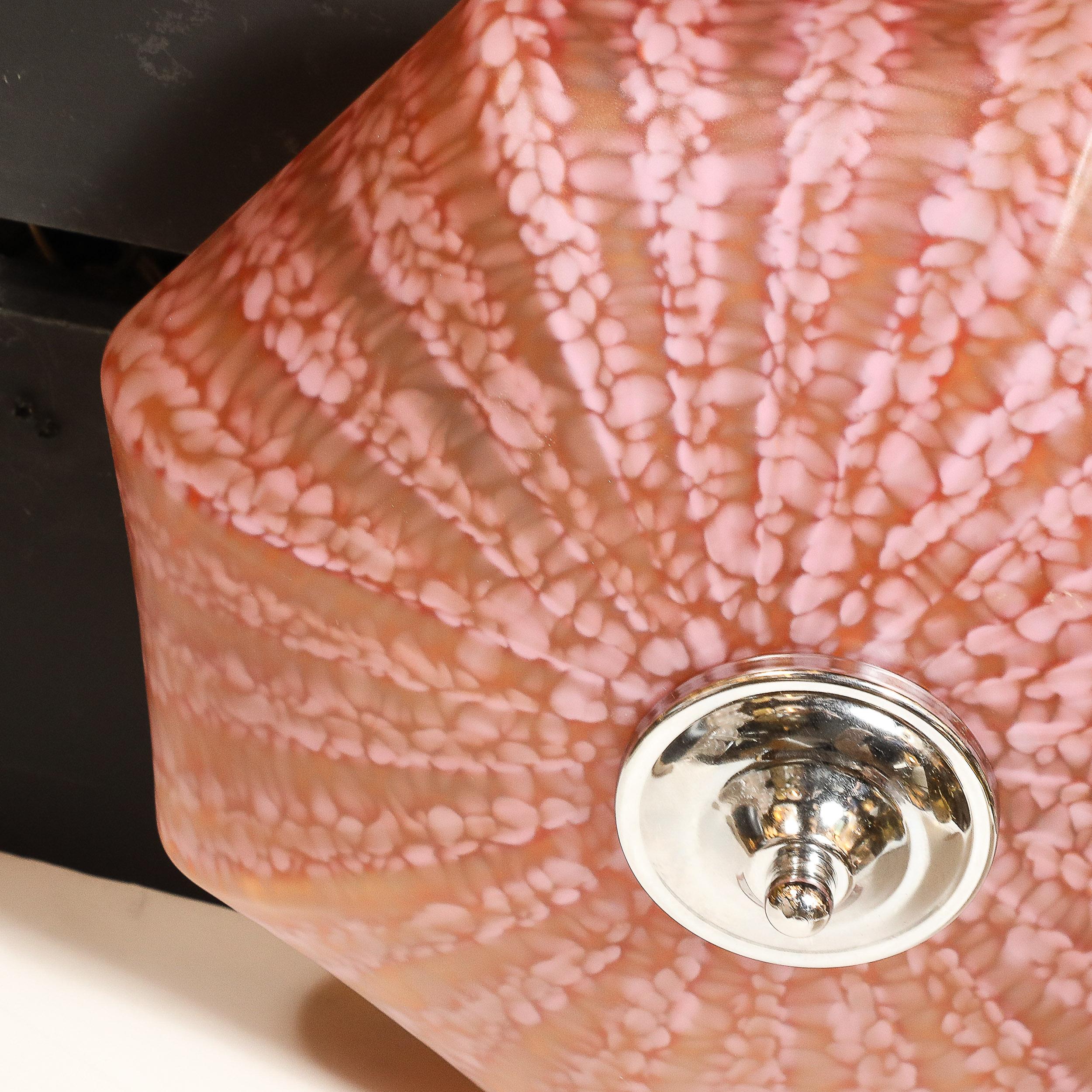 Lampadario a sospensione in vetro di Murano di metà secolo in rosa sakura e cremisi attenuato in vendita 6