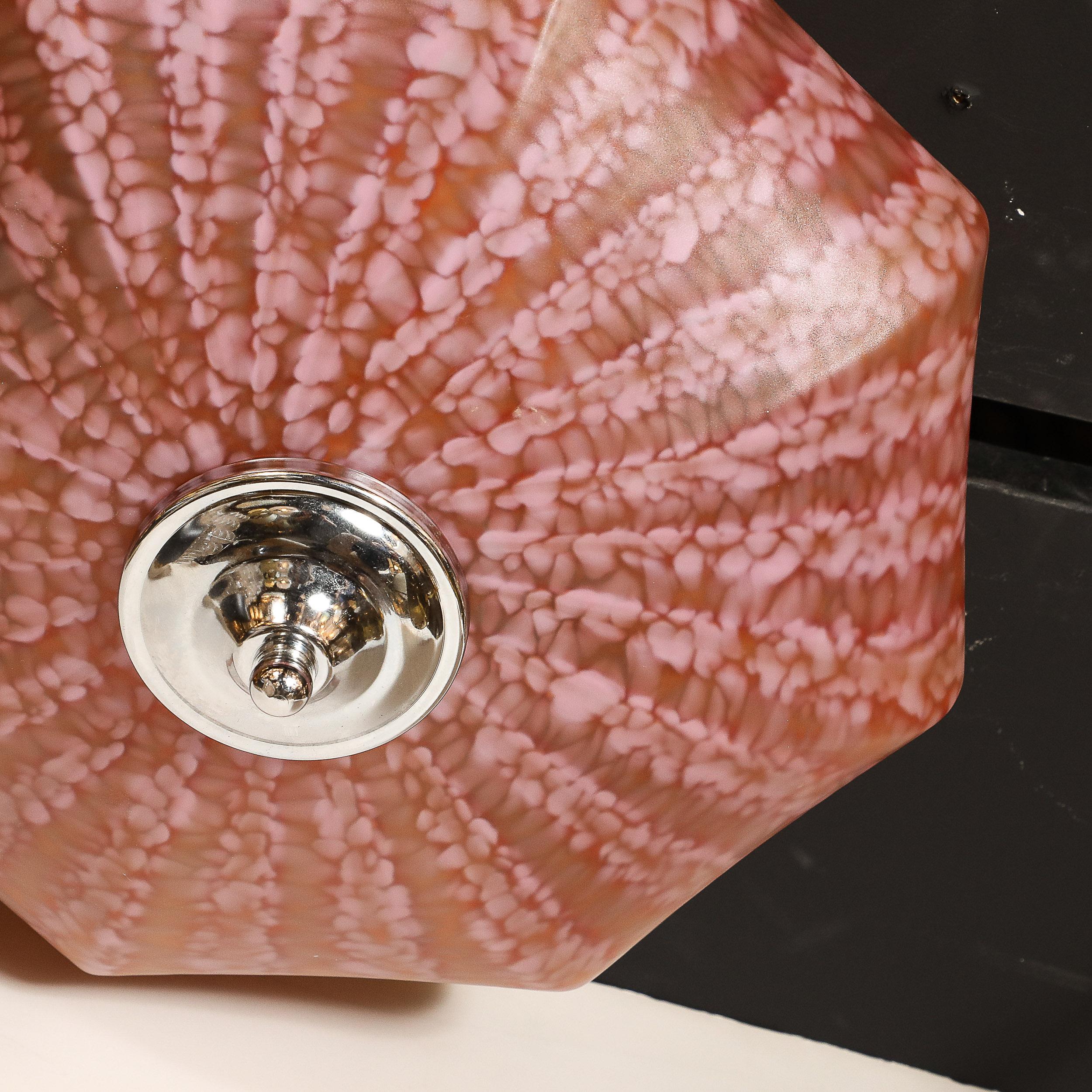 Lampadario a sospensione in vetro di Murano di metà secolo in rosa sakura e cremisi attenuato in vendita 8