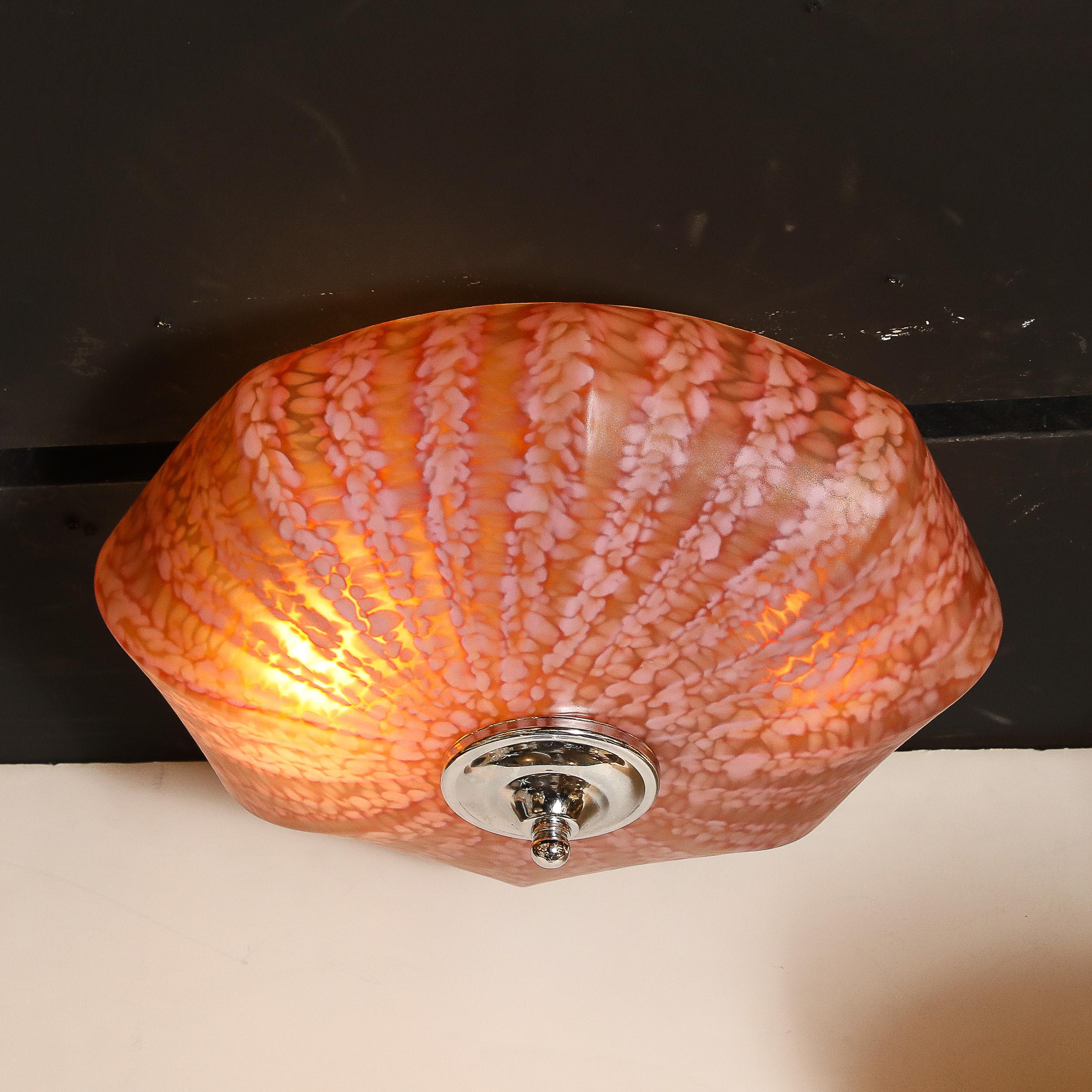 Mid-Century moderno Lampadario a sospensione in vetro di Murano di metà secolo in rosa sakura e cremisi attenuato in vendita