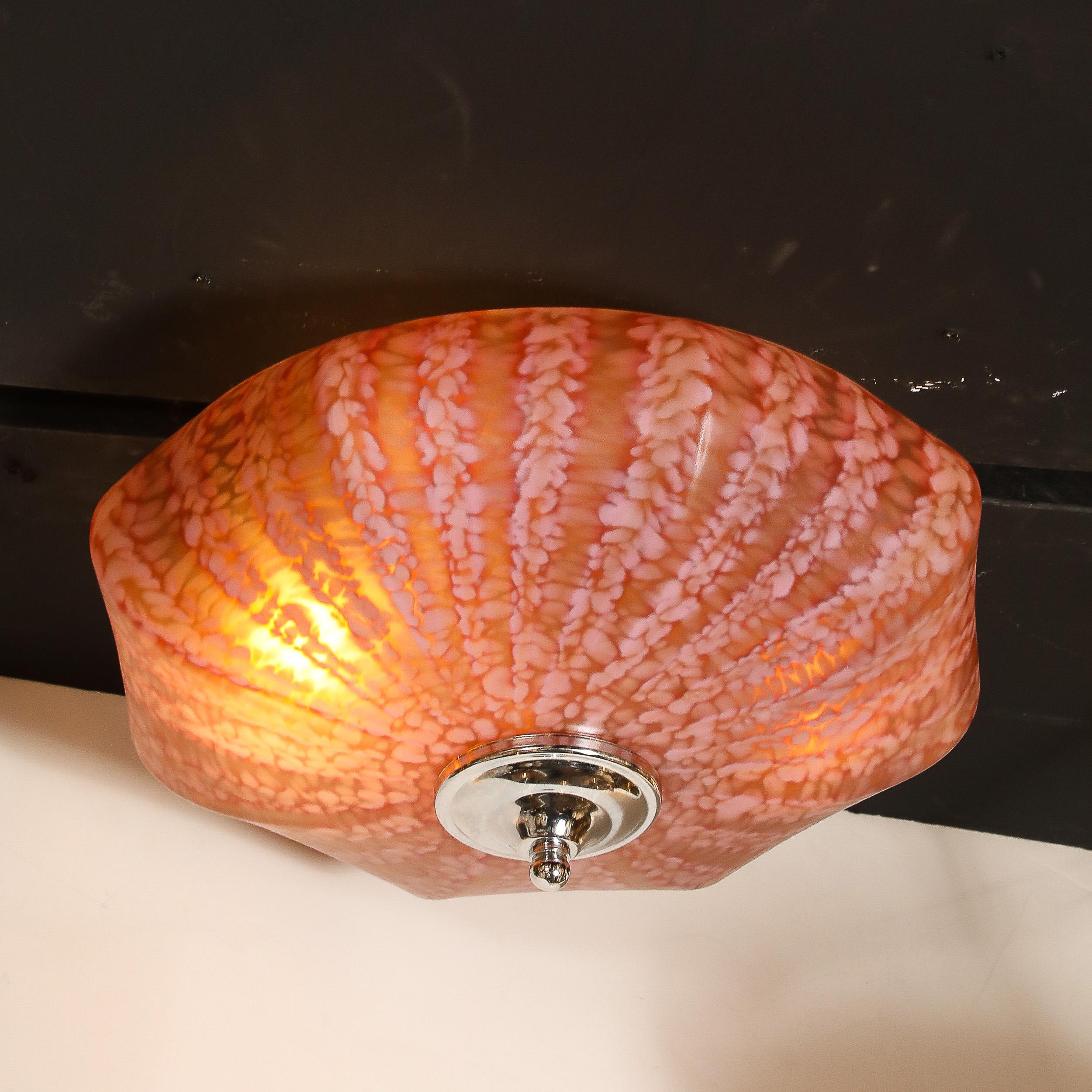Lampadario a sospensione in vetro di Murano di metà secolo in rosa sakura e cremisi attenuato In condizioni ottime in vendita a New York, NY