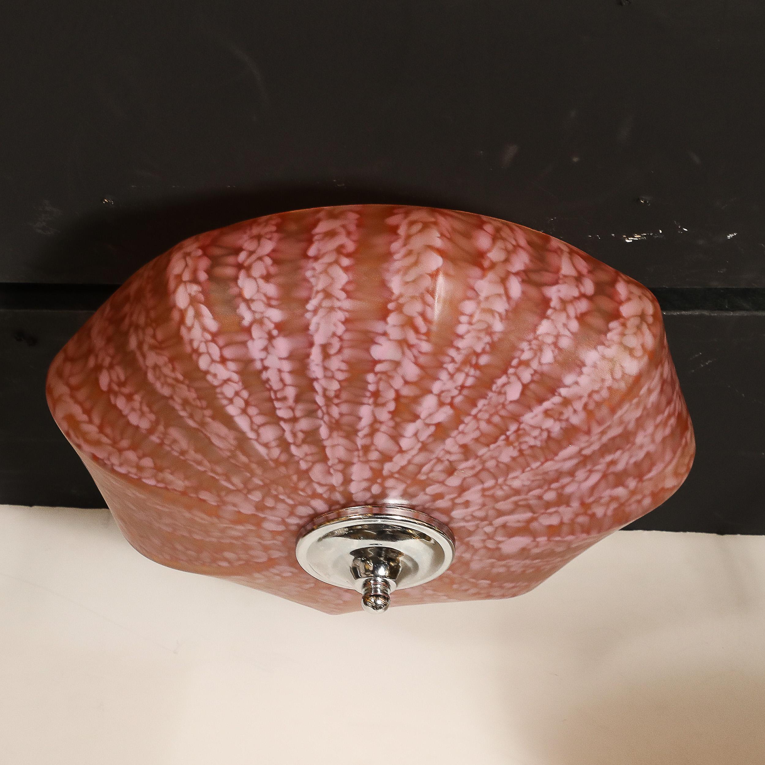 Fine XX secolo Lampadario a sospensione in vetro di Murano di metà secolo in rosa sakura e cremisi attenuato in vendita