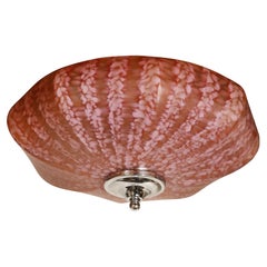 Mid-Century Murano Glass Pendant Chandelier in Sakura Pink and Muted Crimson