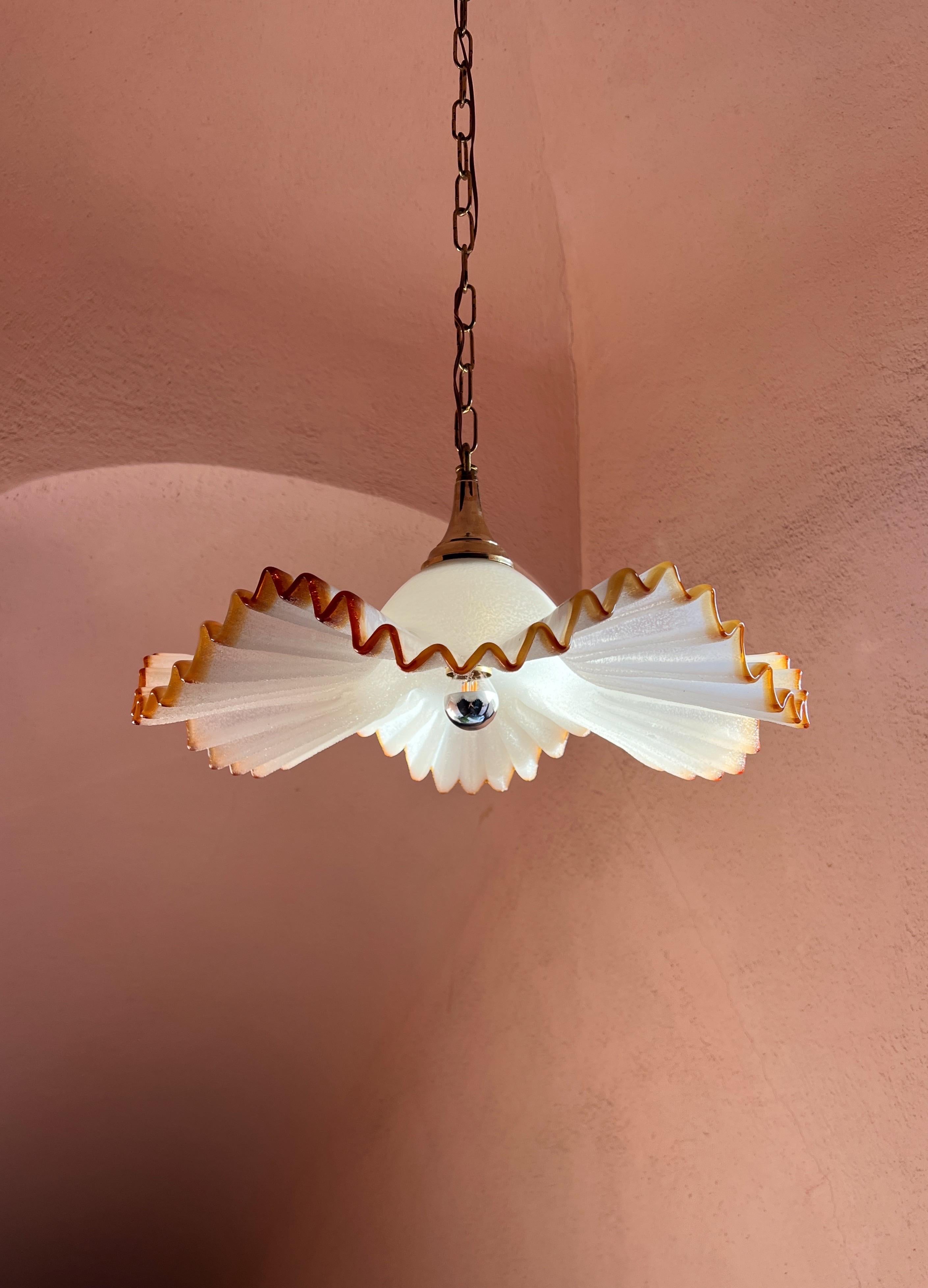 Mid Century Murano Glass Pendant Lamp by De Majo Murano Venice Italy 1970s For Sale 3
