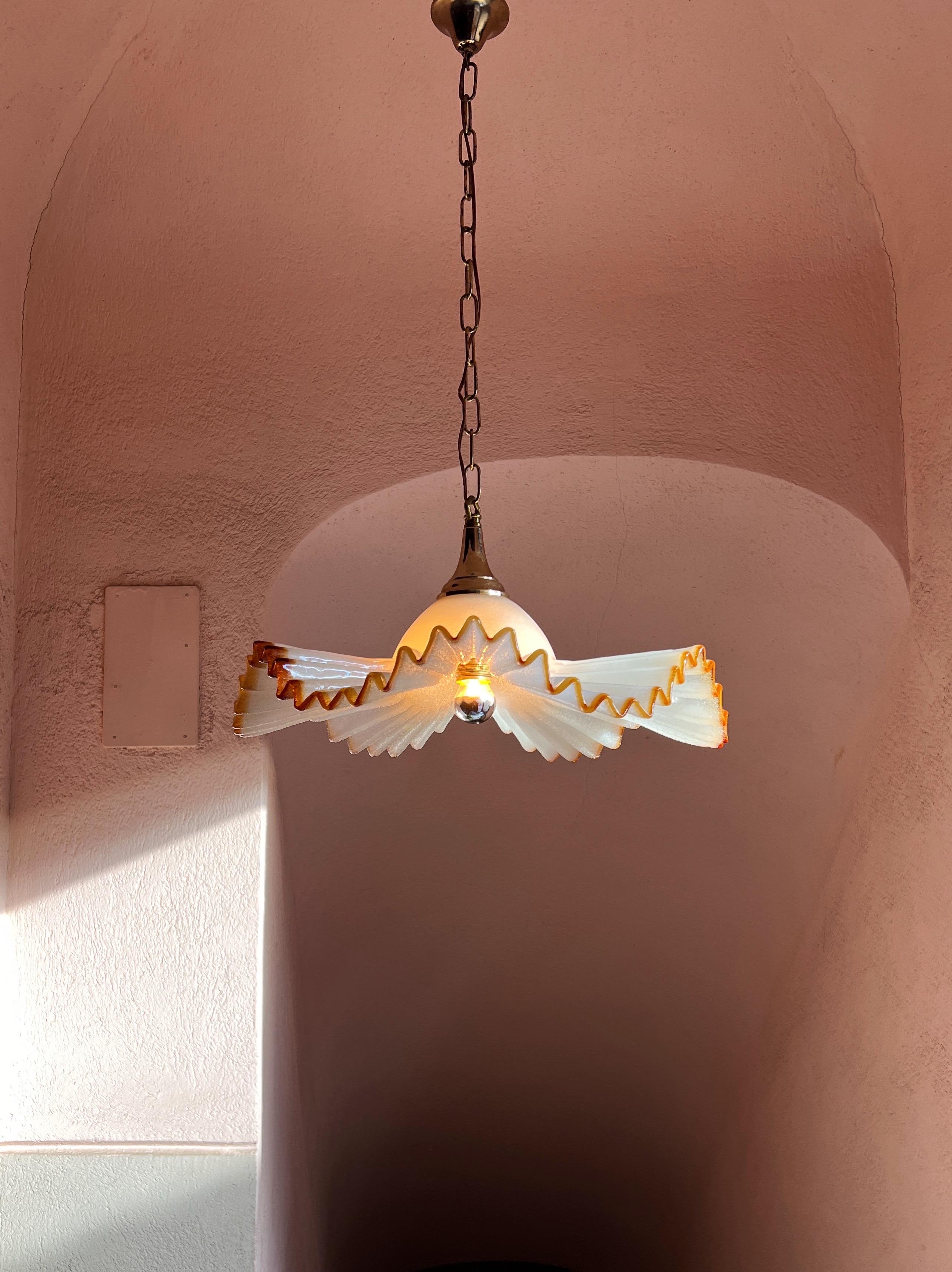 Mid Century Murano Glass Pendant Lamp by De Majo Murano Venice Italy 1970s For Sale 4