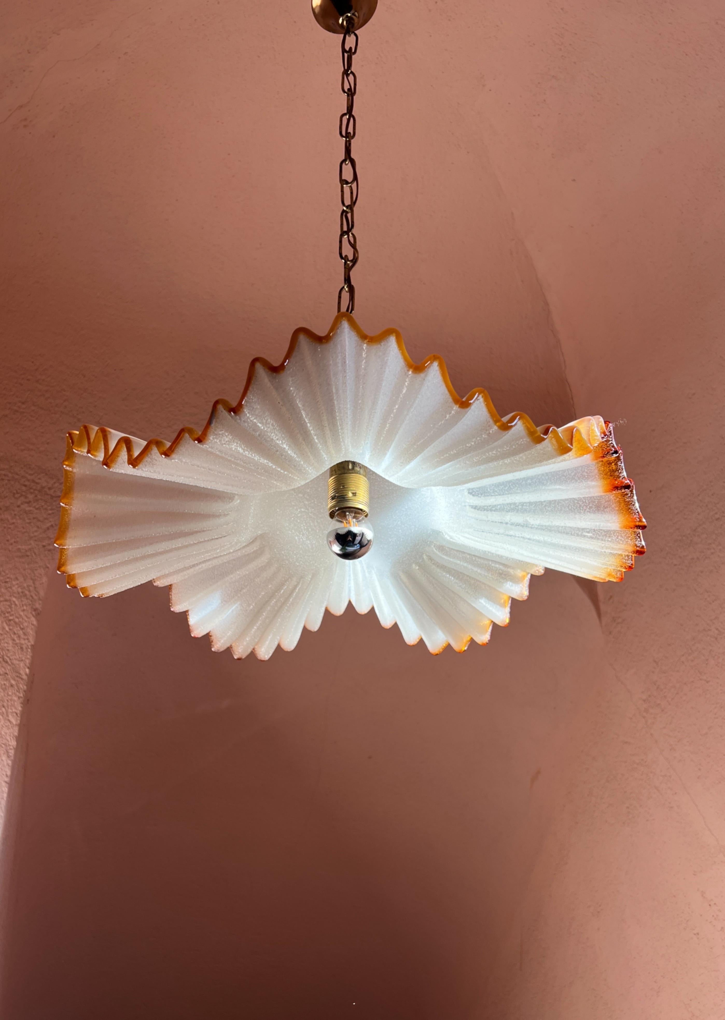 Mid Century Murano Glass Pendant Lamp by De Majo Murano Venice Italy 1970s For Sale 7