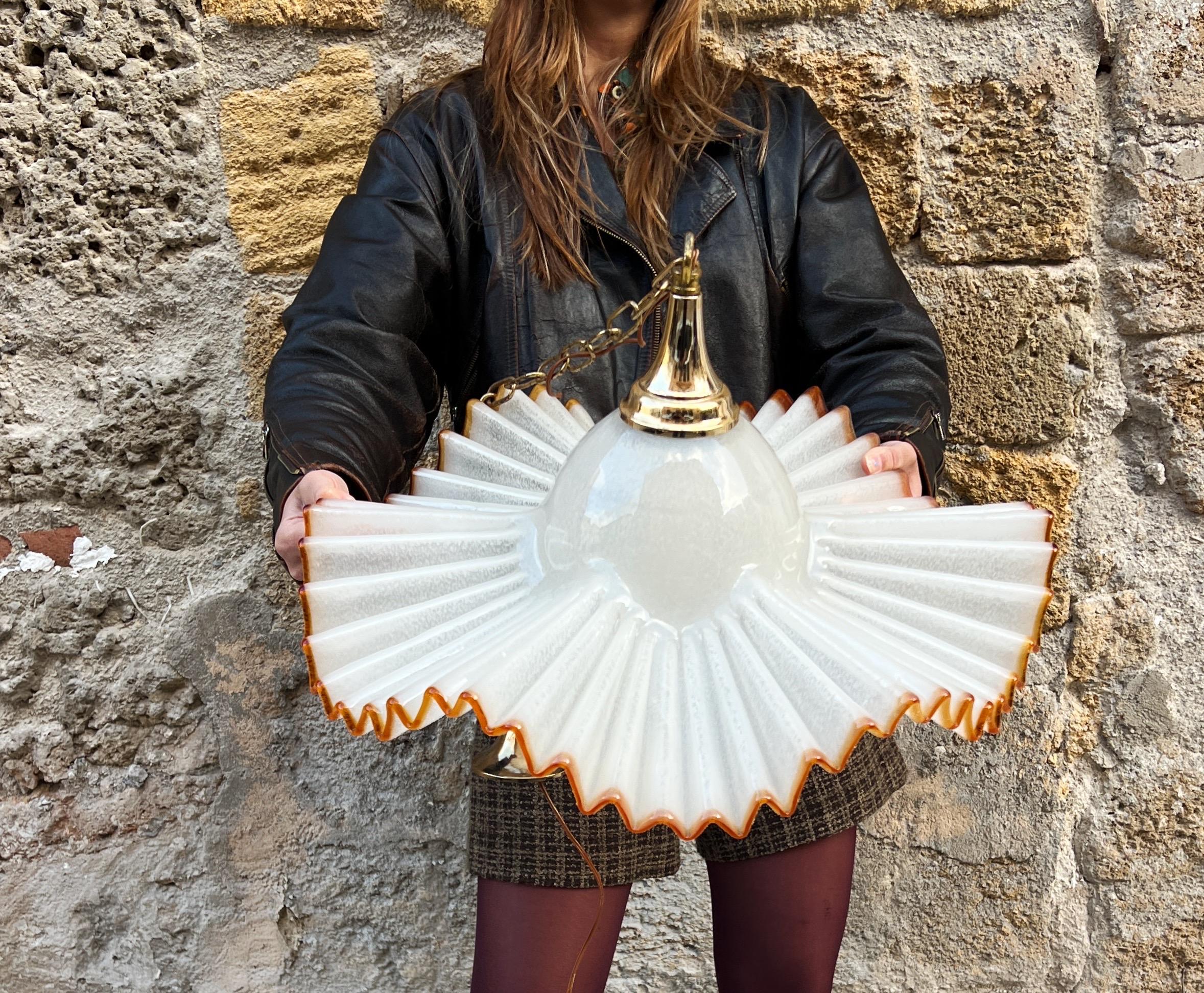 Mid Century Murano Glass Pendant Lamp by De Majo Murano Venice Italy 1970s For Sale 9