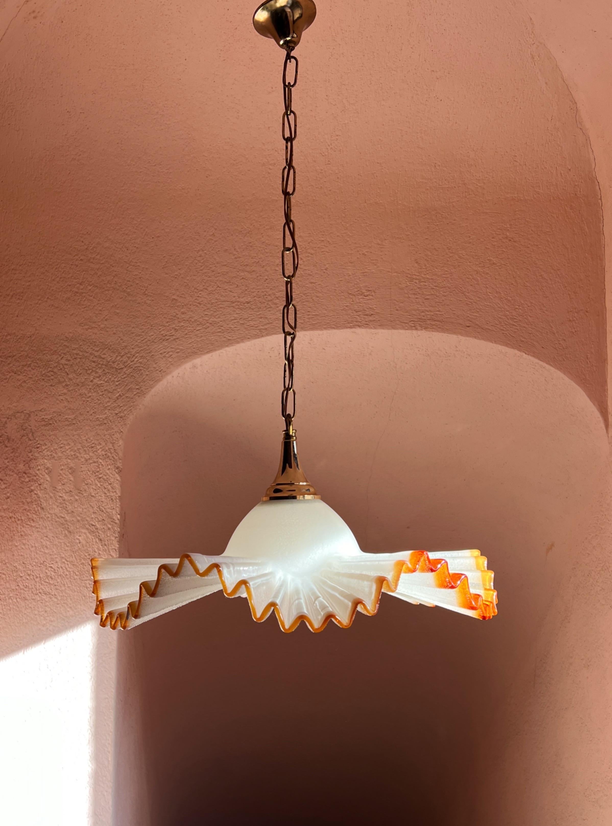 Mid Century Murano Glass Pendant Lamp by De Majo Murano Venice Italy 1970s For Sale 13