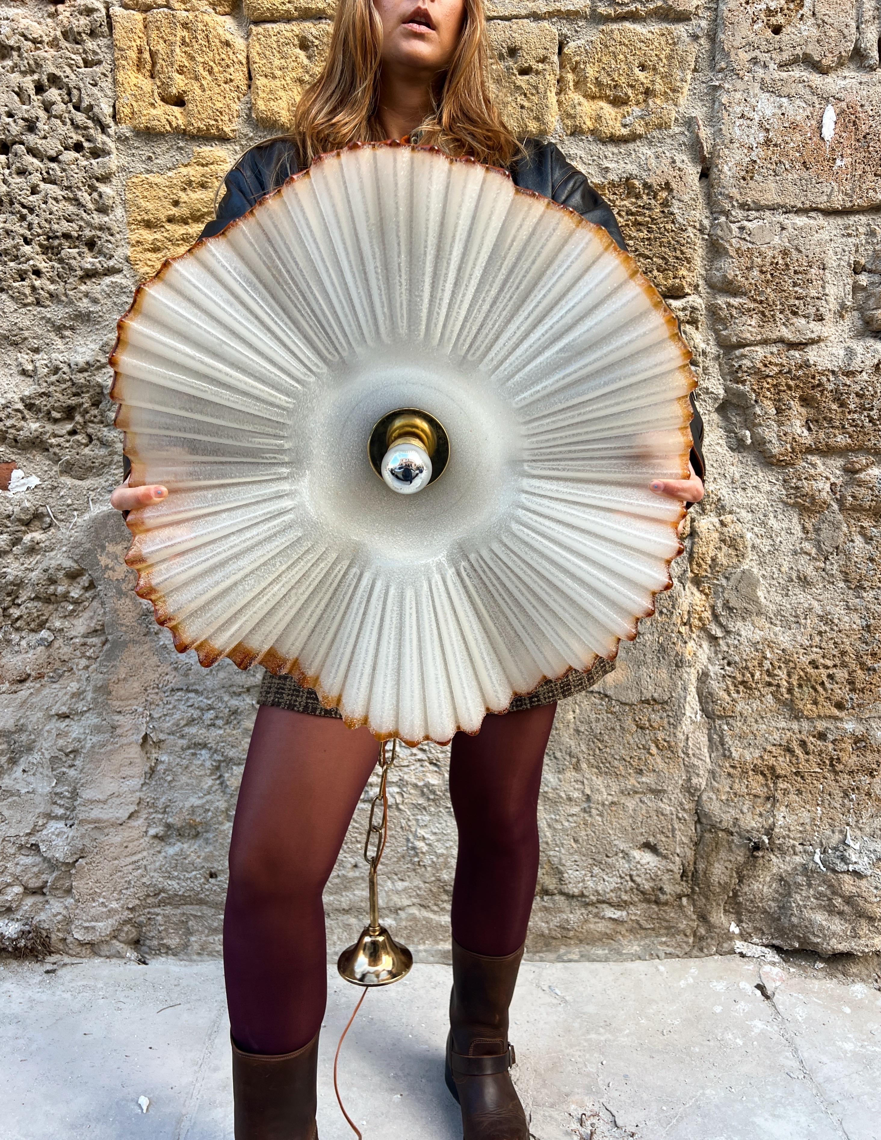 20th Century Mid Century Murano Glass Pendant Lamp by De Majo Murano Venice Italy 1970s For Sale