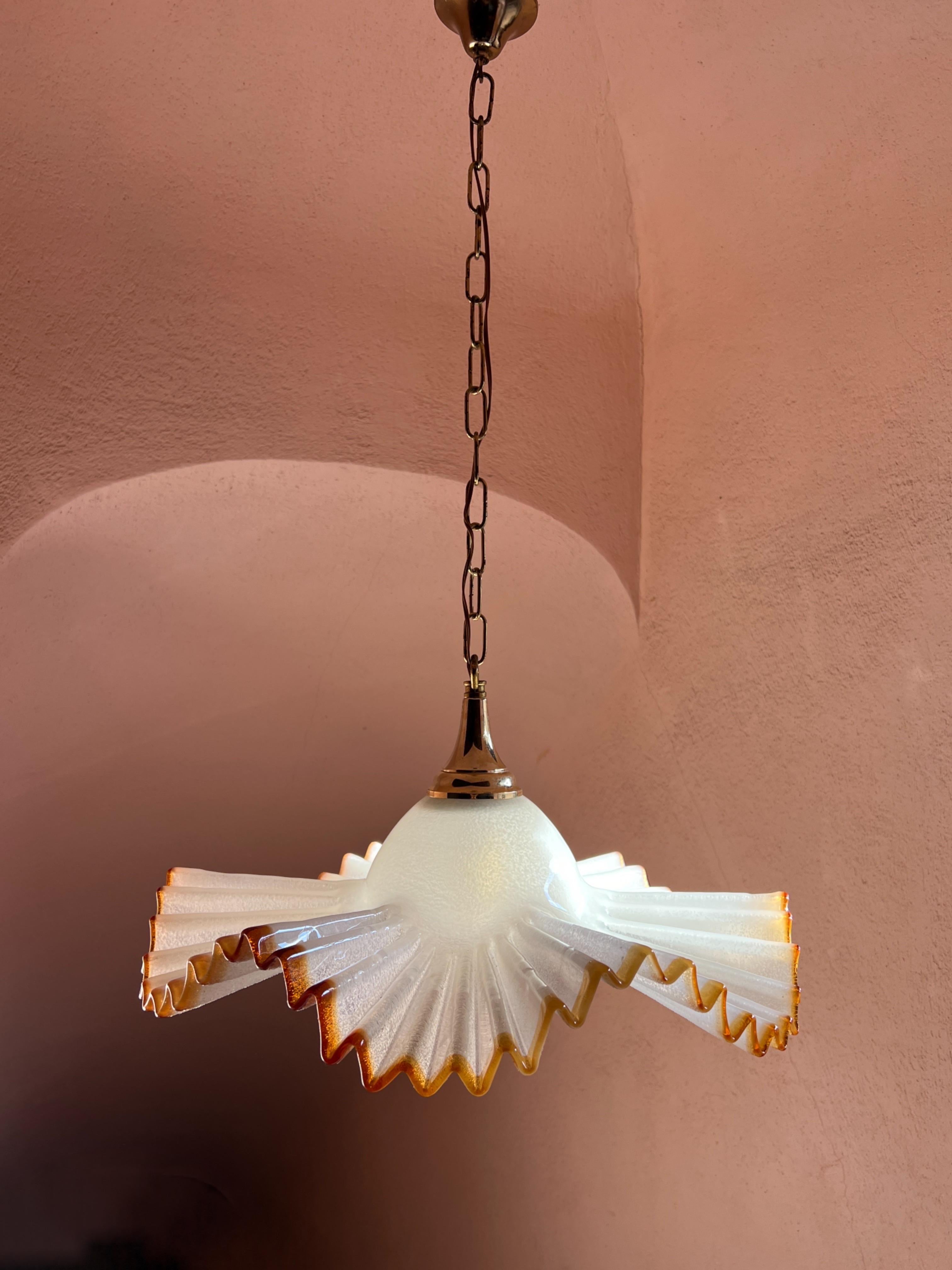 Mid Century Murano Glass Pendant Lamp by De Majo Murano Venice Italy 1970s For Sale 1