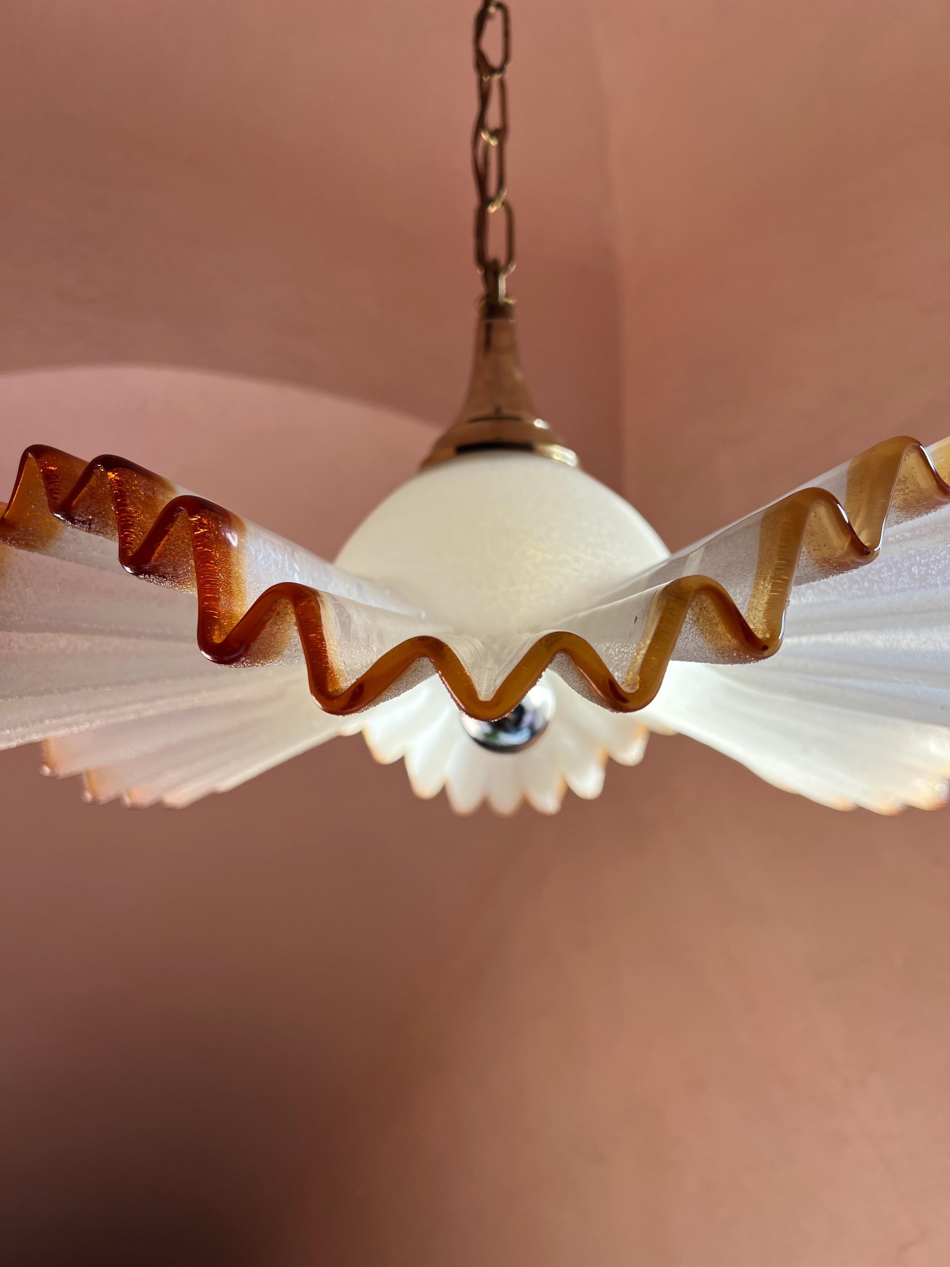Mid Century Murano Glass Pendant Lamp by De Majo Murano Venice Italy 1970s For Sale 2