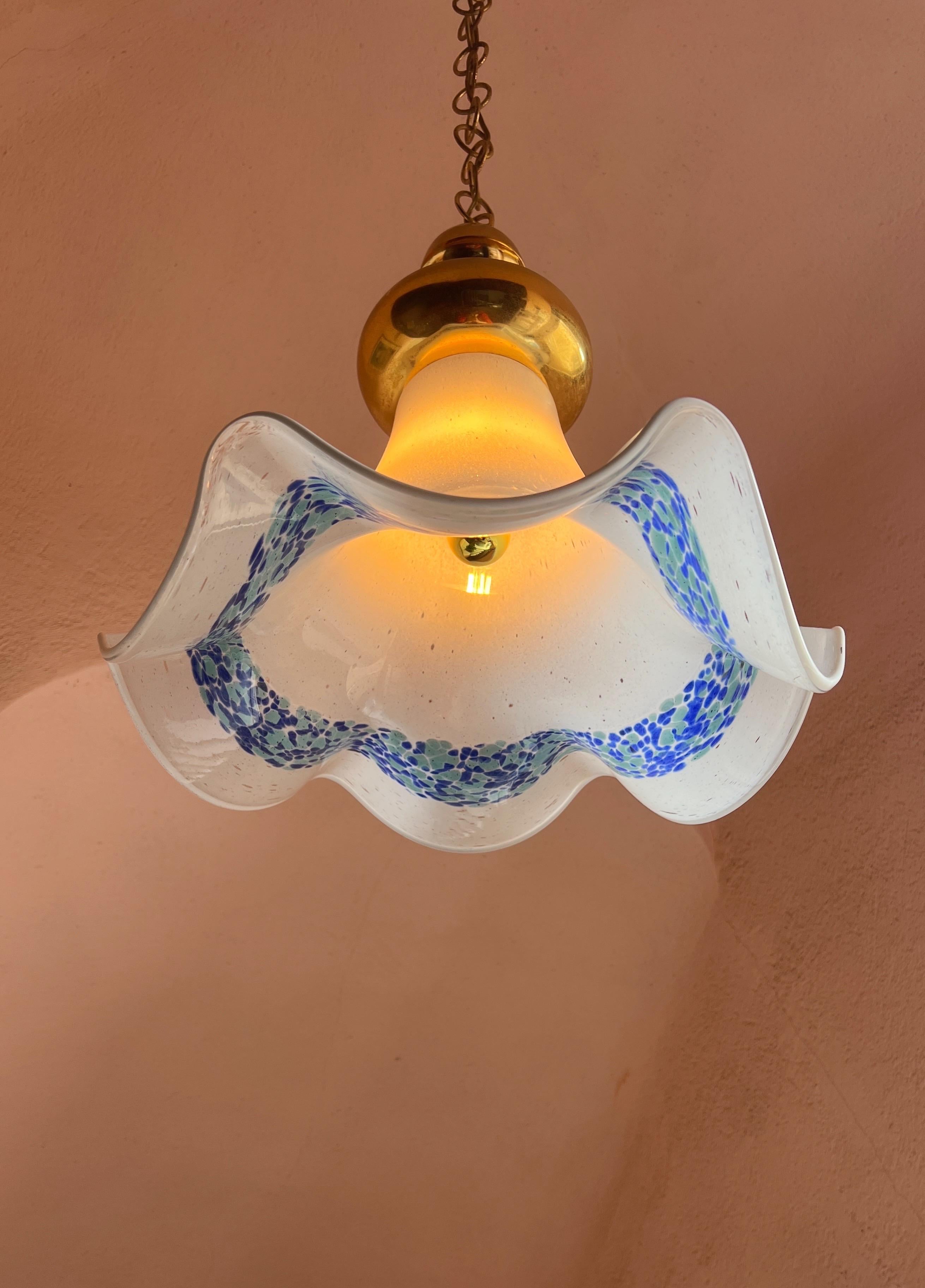 Mid Century Murano Glass Pendant Lamp by La Murrina Murano Venice Italy 1970s For Sale 3