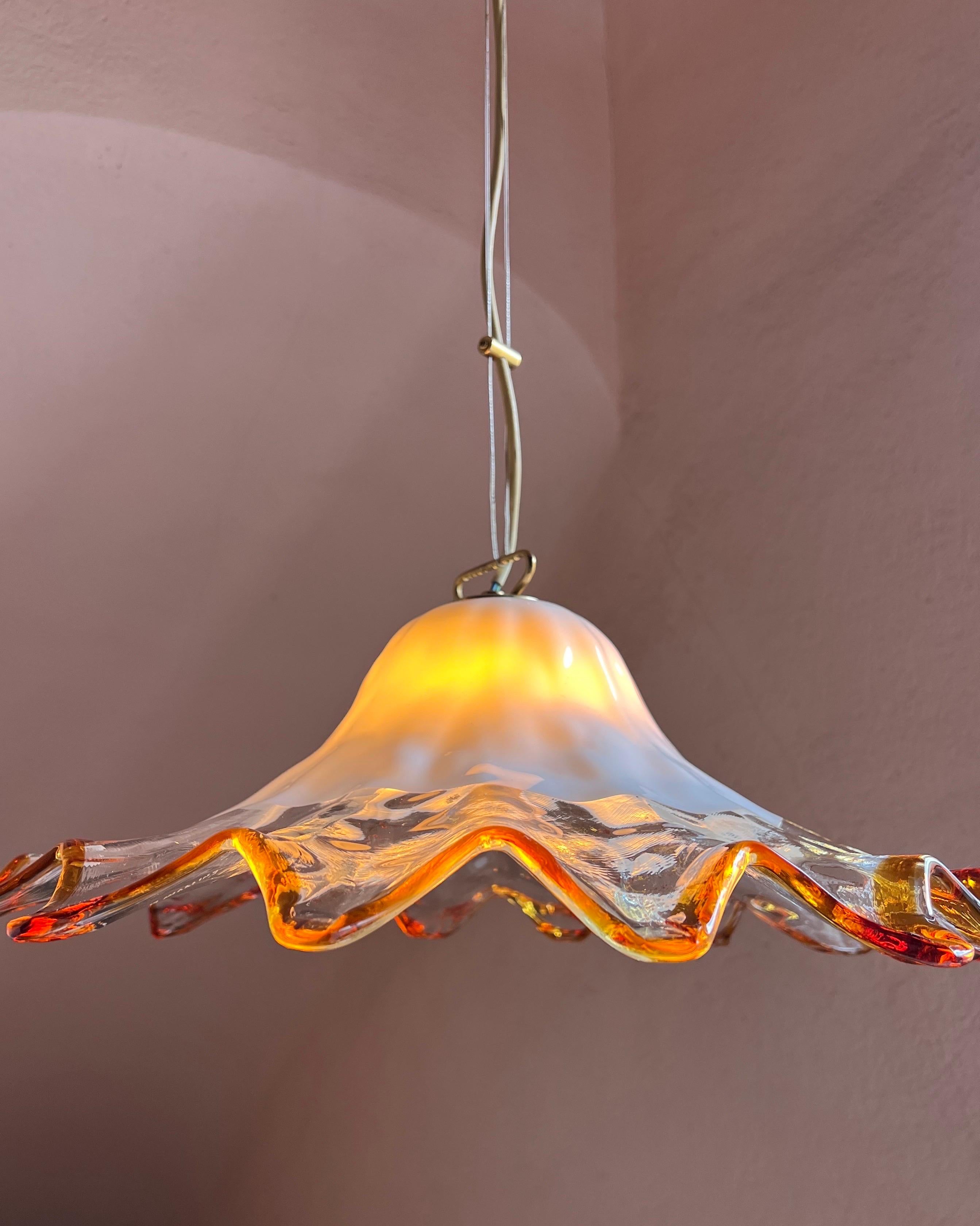 Mid Century Murano Glass Pendant Lamp by La Murrina Murano Venice Italy 1970s For Sale 4