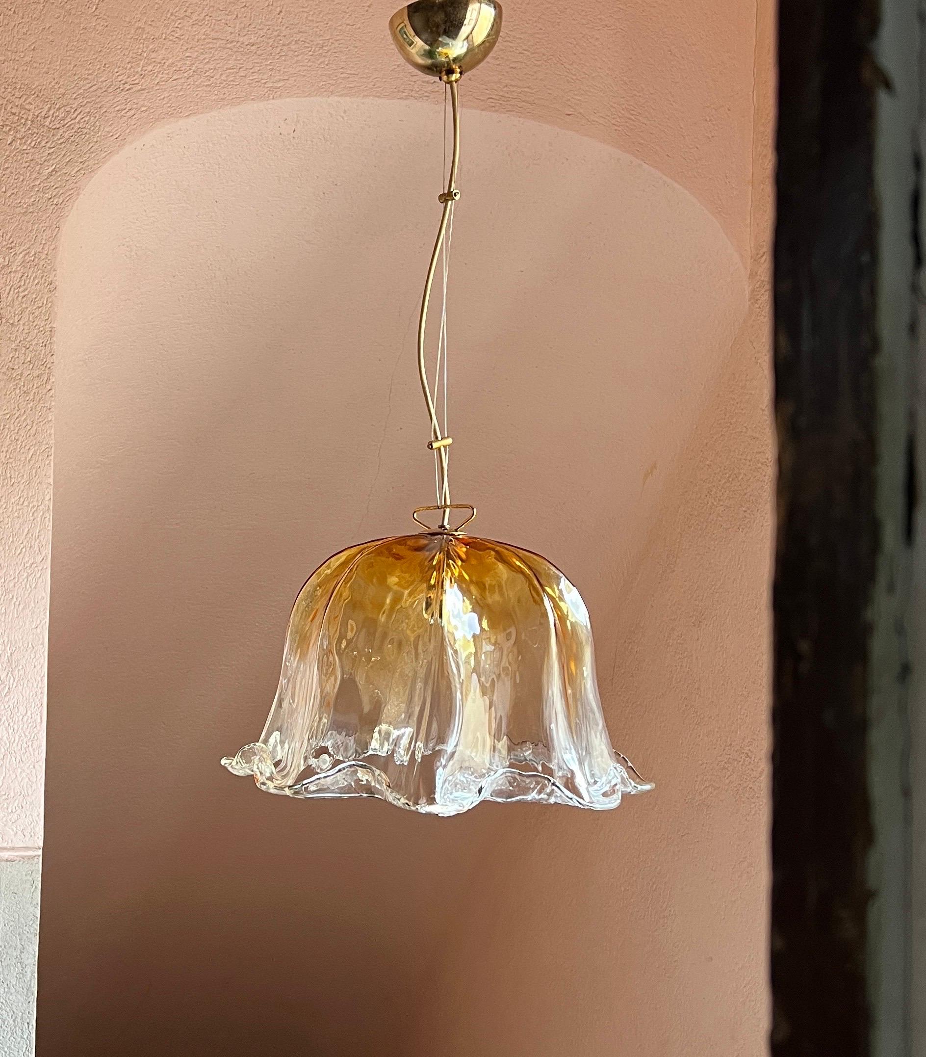 Mid Century Murano Glass Pendant Lamp by La Murrina Murano Venice Italy 1970s For Sale 4