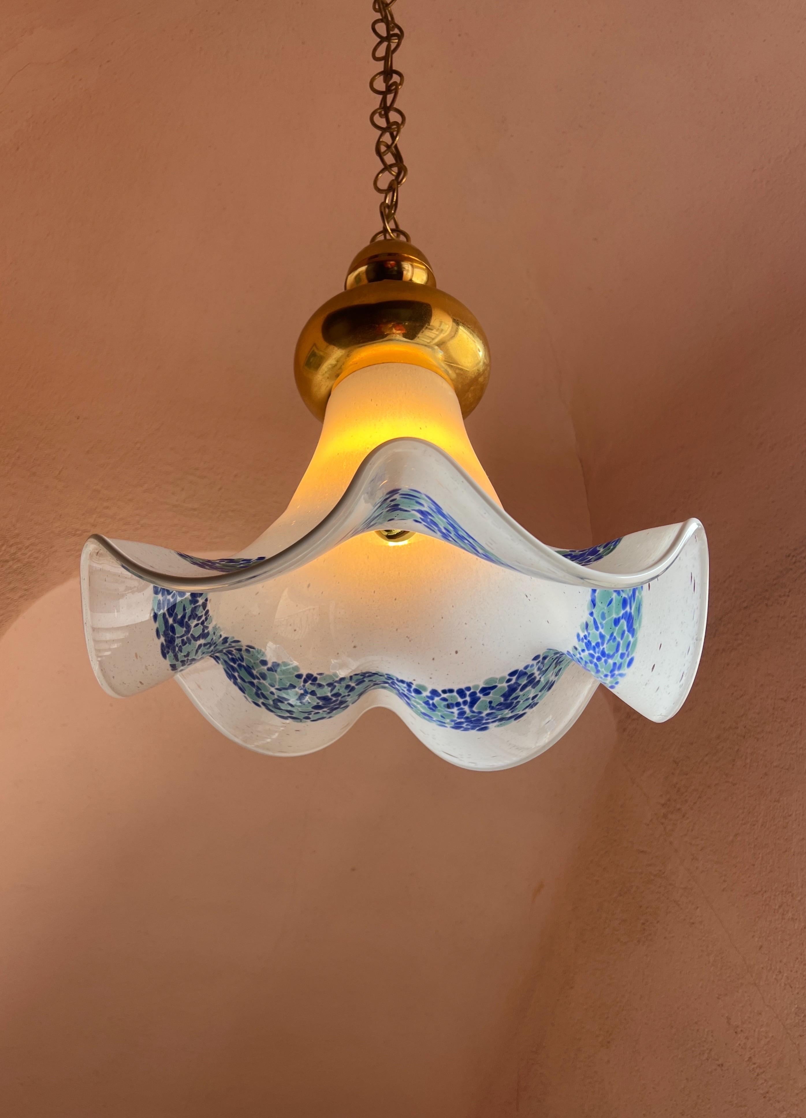 Mid Century Murano Glass Pendant Lamp by La Murrina Murano Venice Italy 1970s For Sale 4