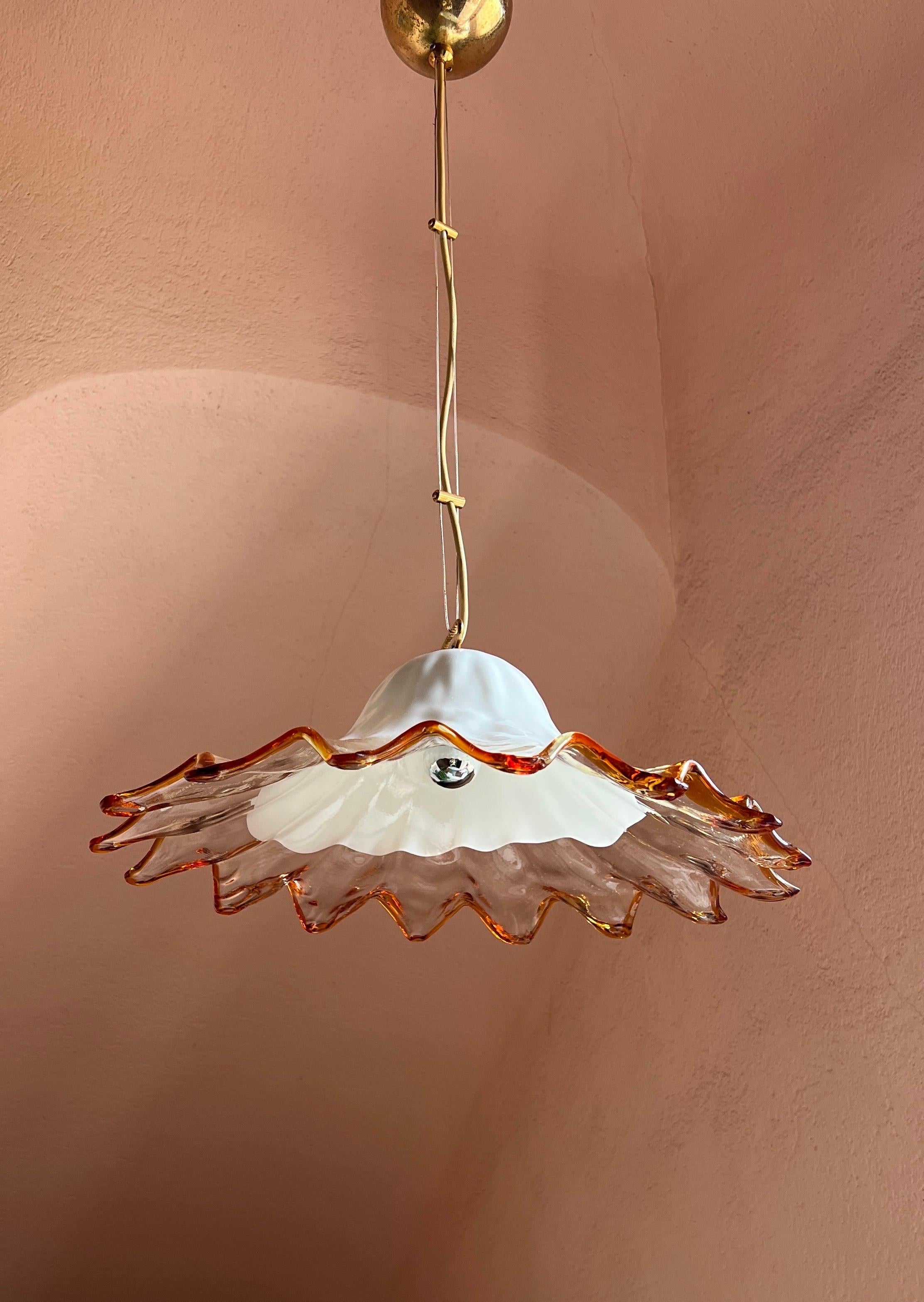 Mid Century Murano Glass Pendant Lamp by La Murrina Murano Venice Italy 1970s For Sale 5