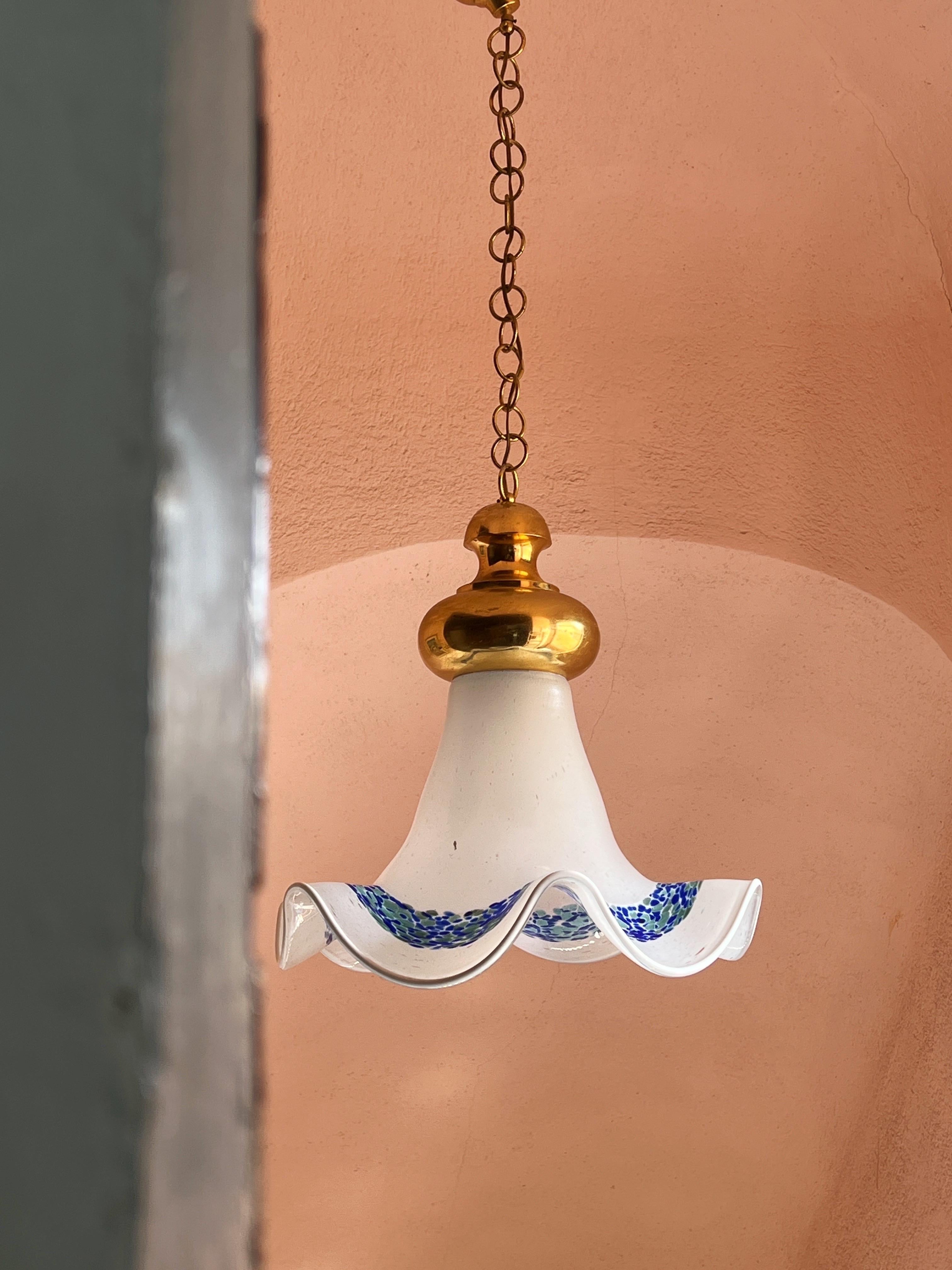 Mid Century Murano Glass Pendant Lamp by La Murrina Murano Venice Italy 1970s For Sale 5