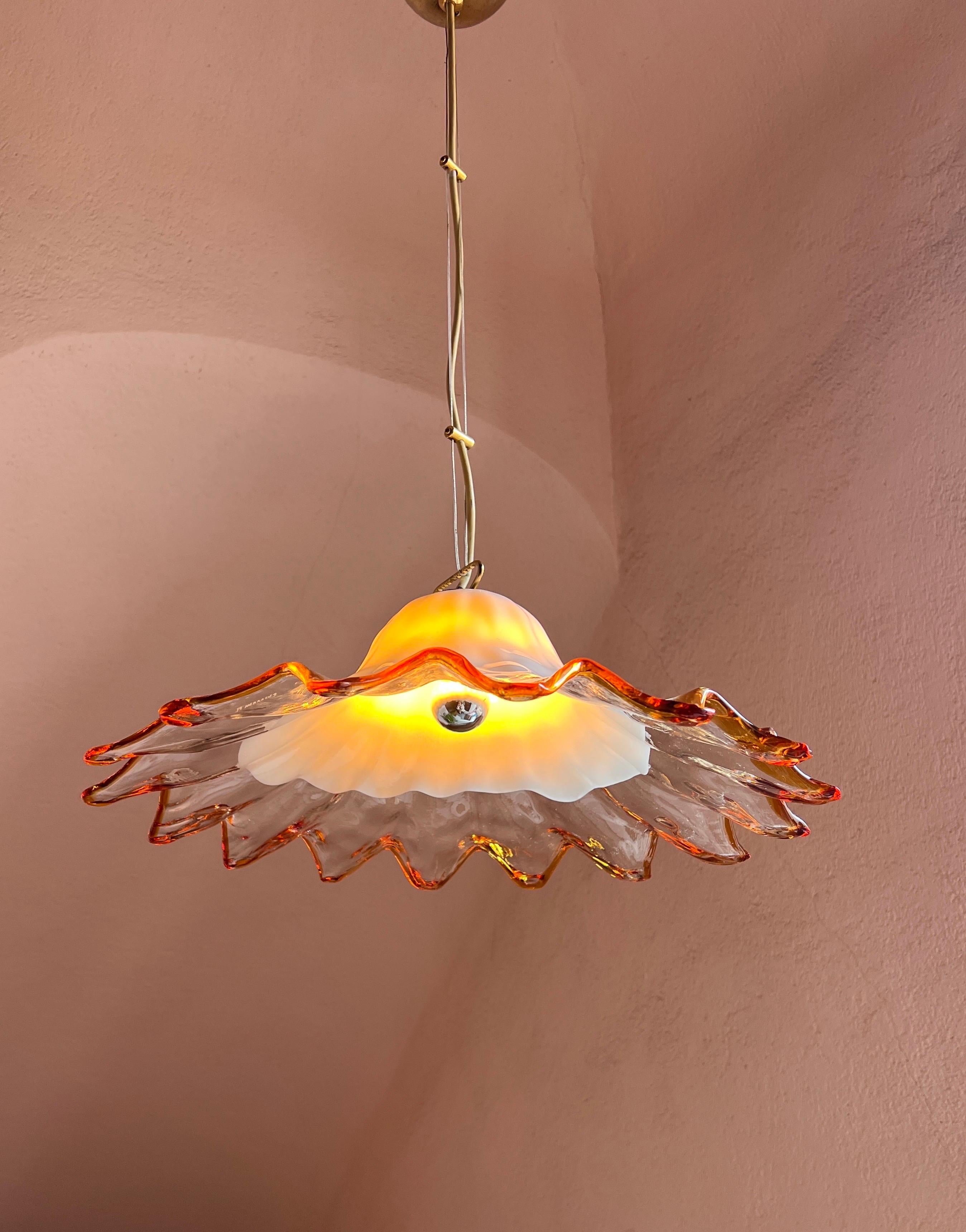 Mid Century Murano Glass Pendant Lamp by La Murrina Murano Venice Italy 1970s For Sale 6