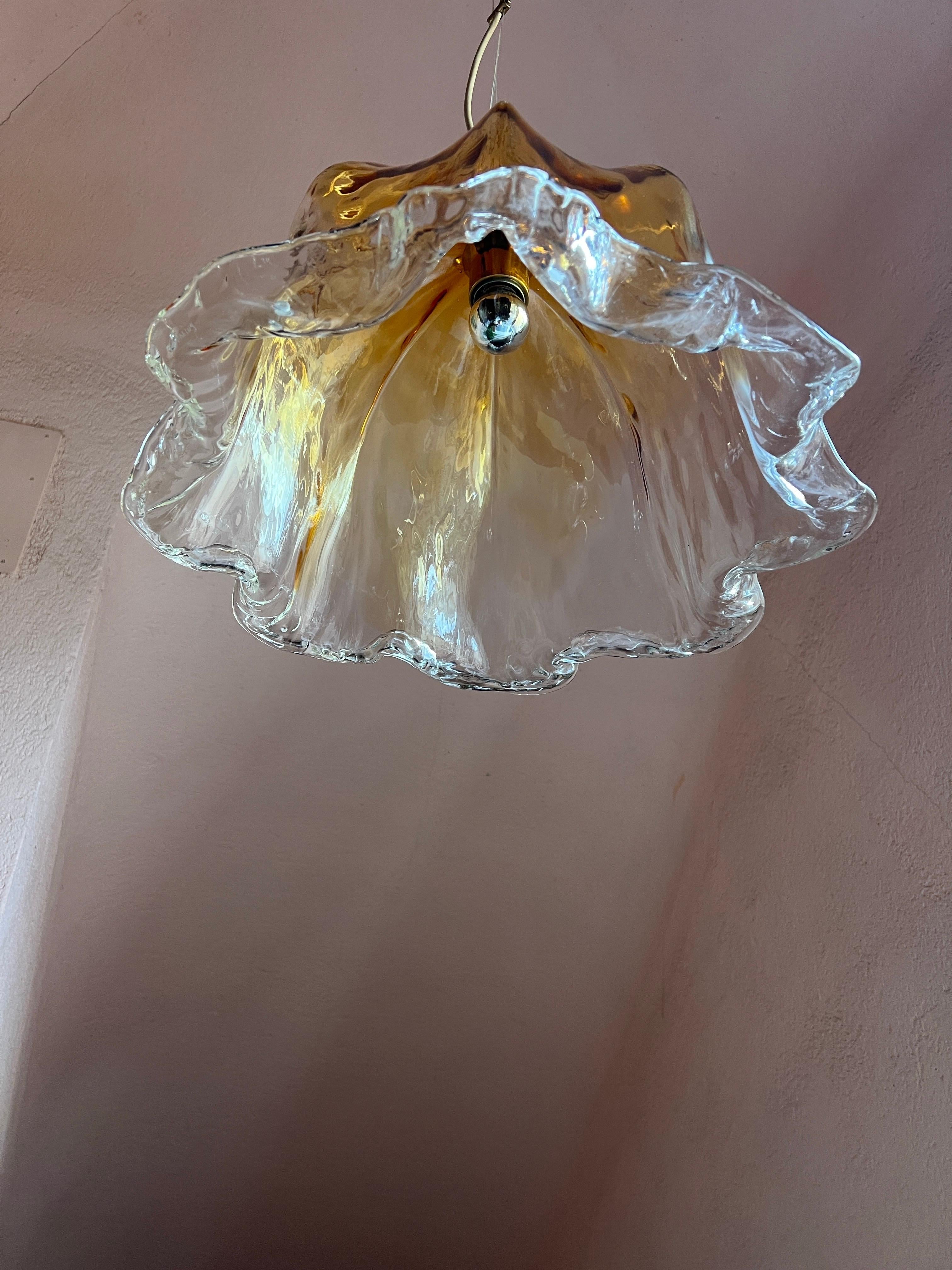 Mid Century Murano Glass Pendant Lamp by La Murrina Murano Venice Italy 1970s For Sale 6