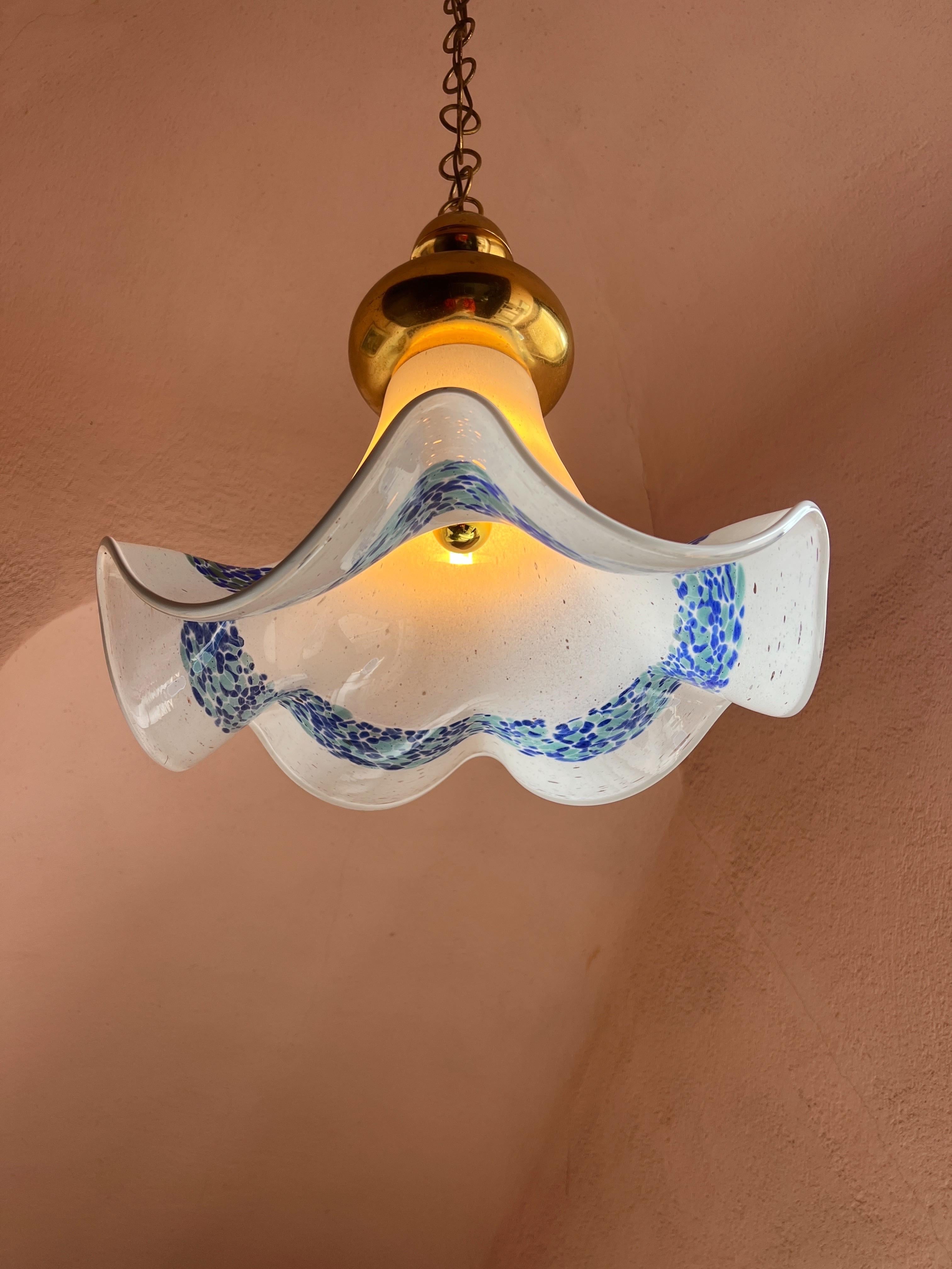 Mid Century Murano Glass Pendant Lamp by La Murrina Murano Venice Italy 1970s For Sale 6