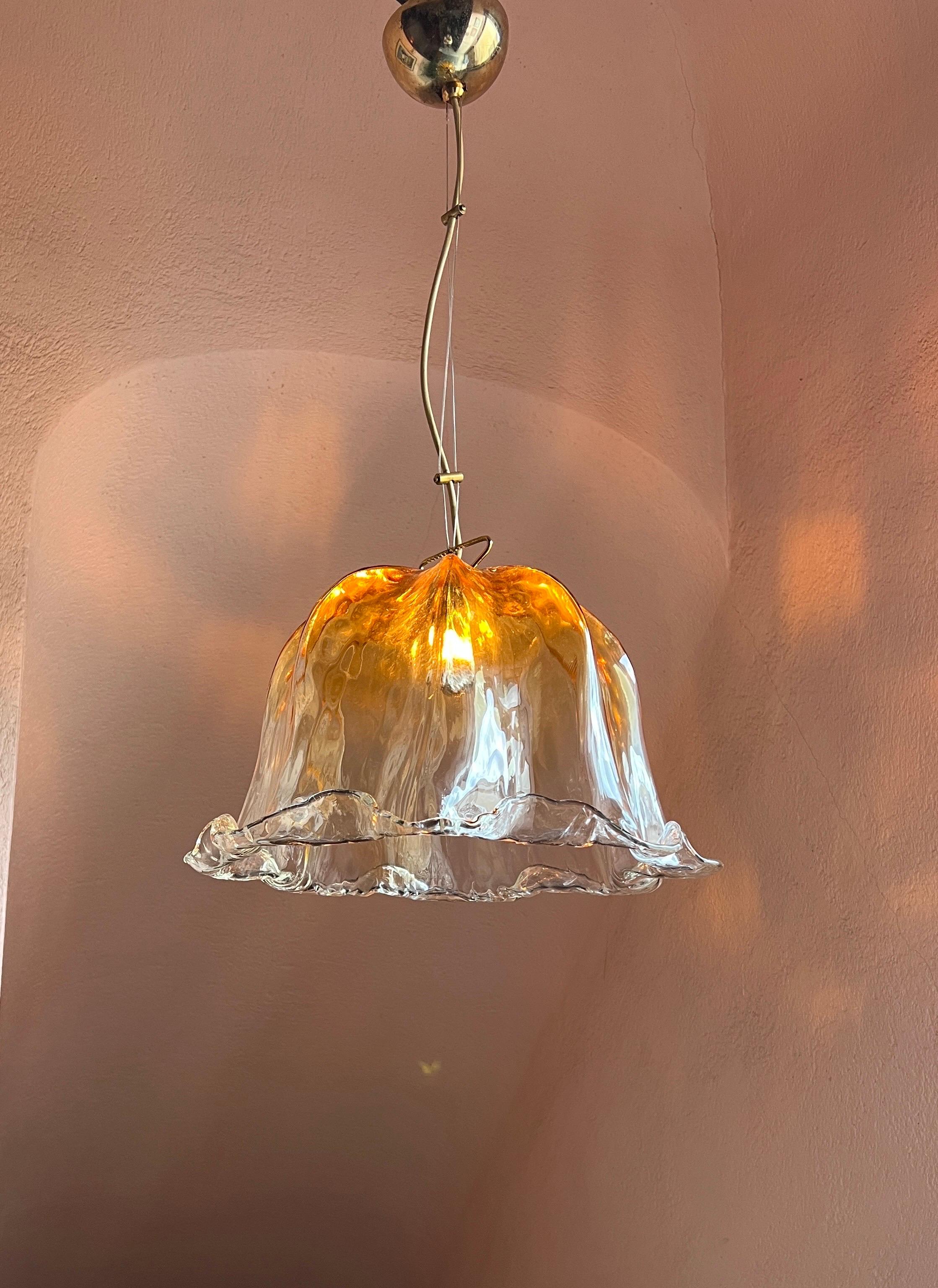 Mid Century Murano Glass Pendant Lamp by La Murrina Murano Venice Italy 1970s For Sale 7