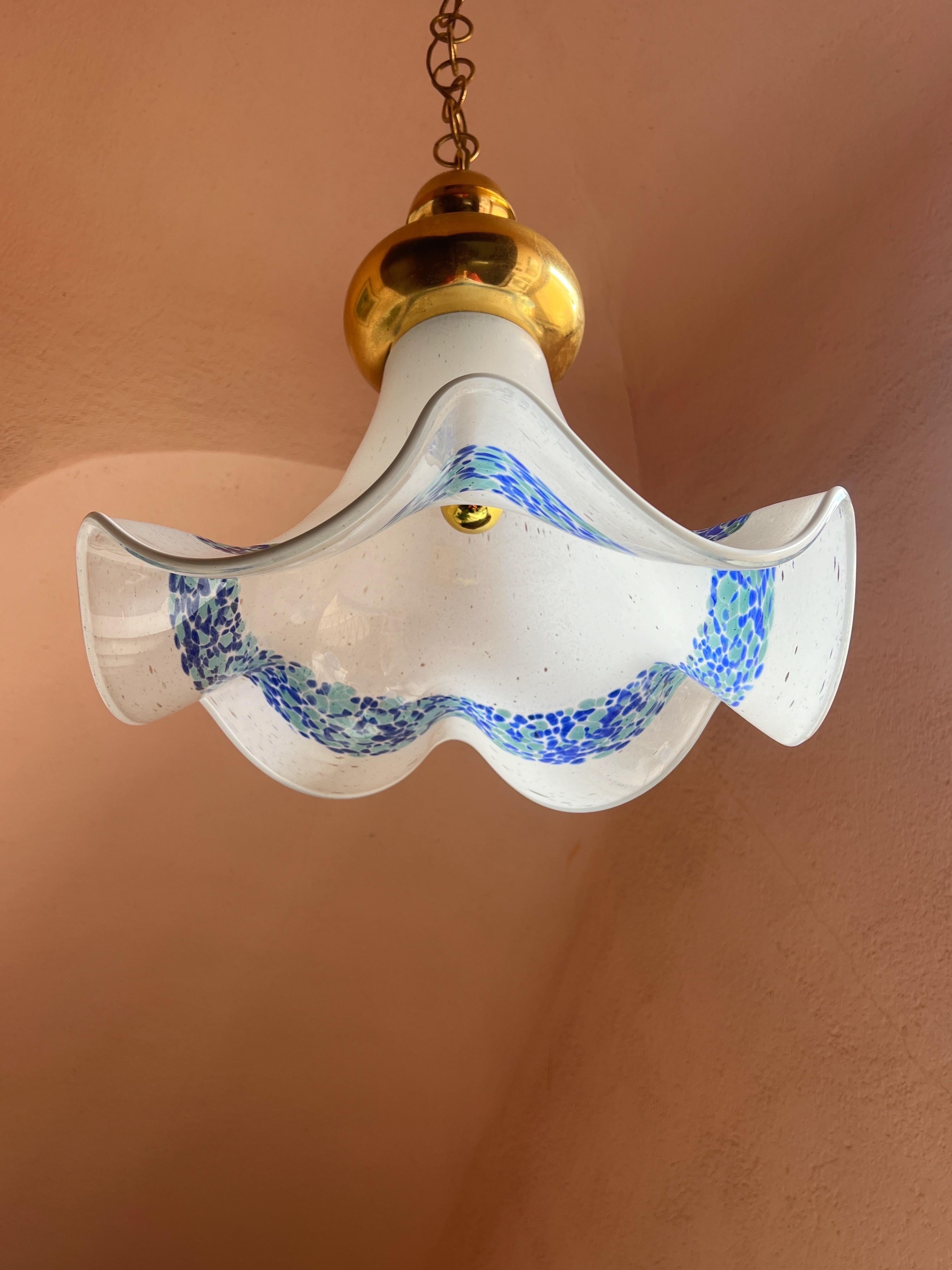 Mid Century Murano Glass Pendant Lamp by La Murrina Murano Venice Italy 1970s For Sale 7