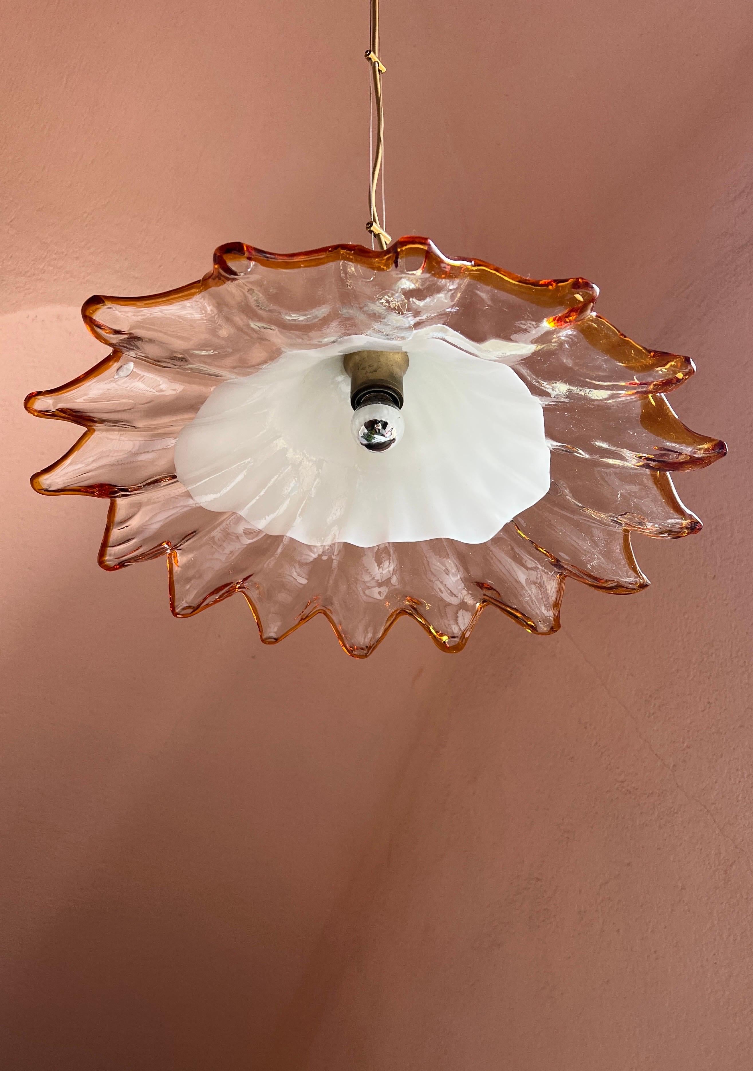 Mid Century Murano Glass Pendant Lamp by La Murrina Murano Venice Italy 1970s For Sale 8
