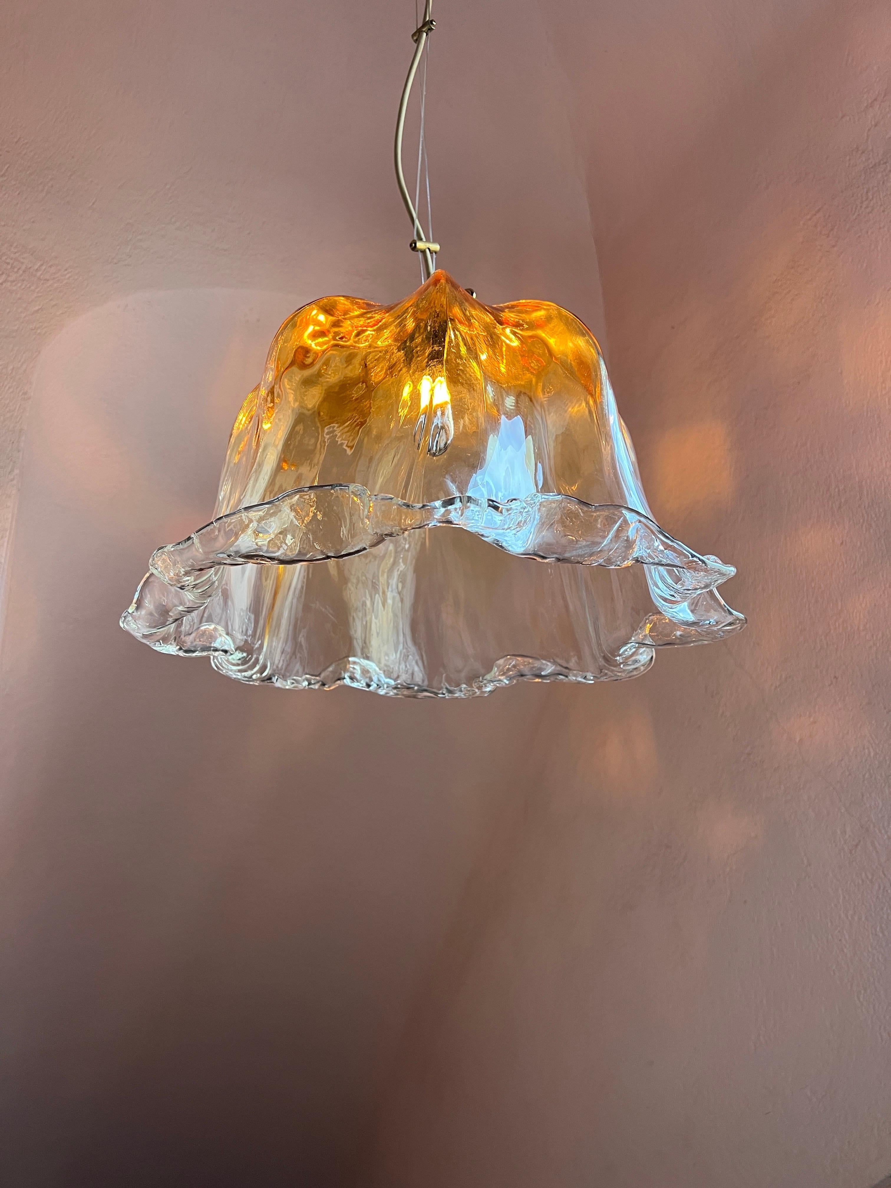 Mid Century Murano Glass Pendant Lamp by La Murrina Murano Venice Italy 1970s For Sale 8