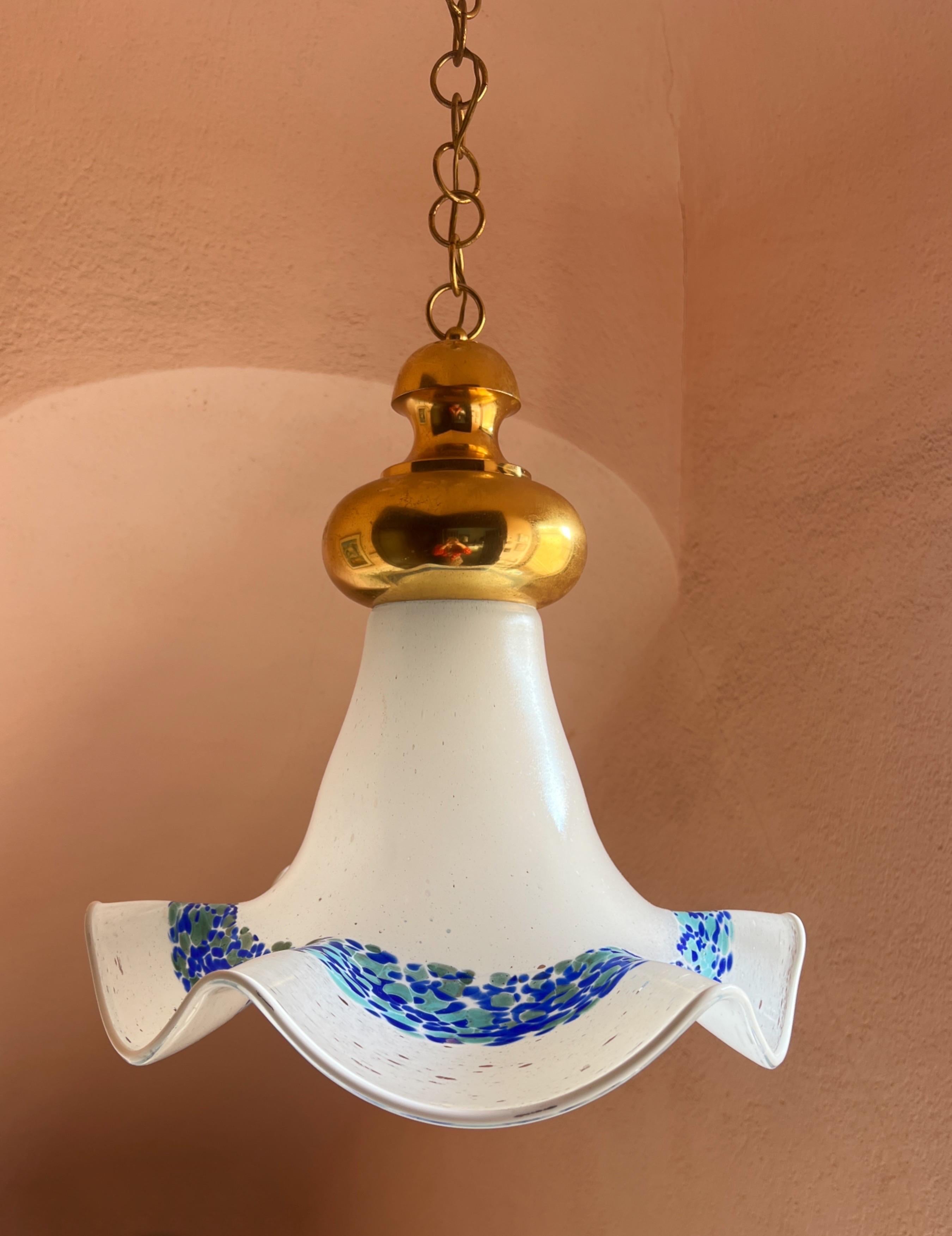 Mid Century Murano Glass Pendant Lamp by La Murrina Murano Venice Italy 1970s For Sale 8