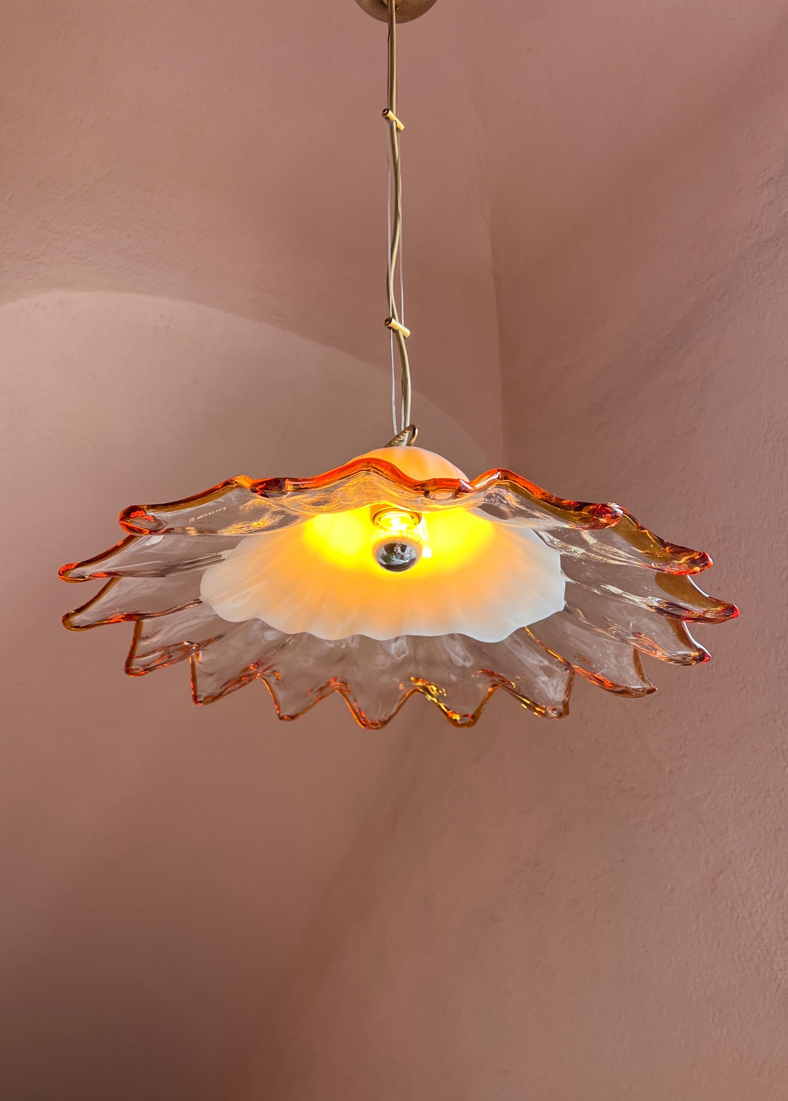 Mid Century Murano Glass Pendant Lamp by La Murrina Murano Venice Italy 1970s For Sale 9