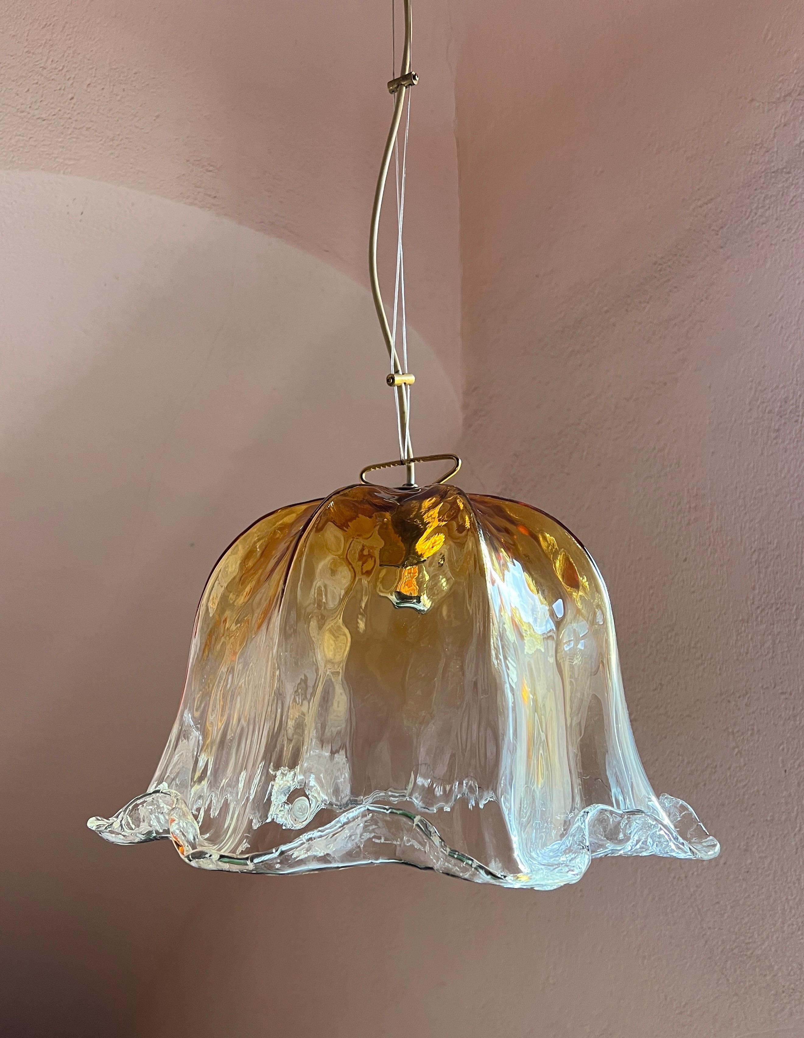 Mid Century Murano Glass Pendant Lamp by La Murrina Murano Venice Italy 1970s For Sale 9