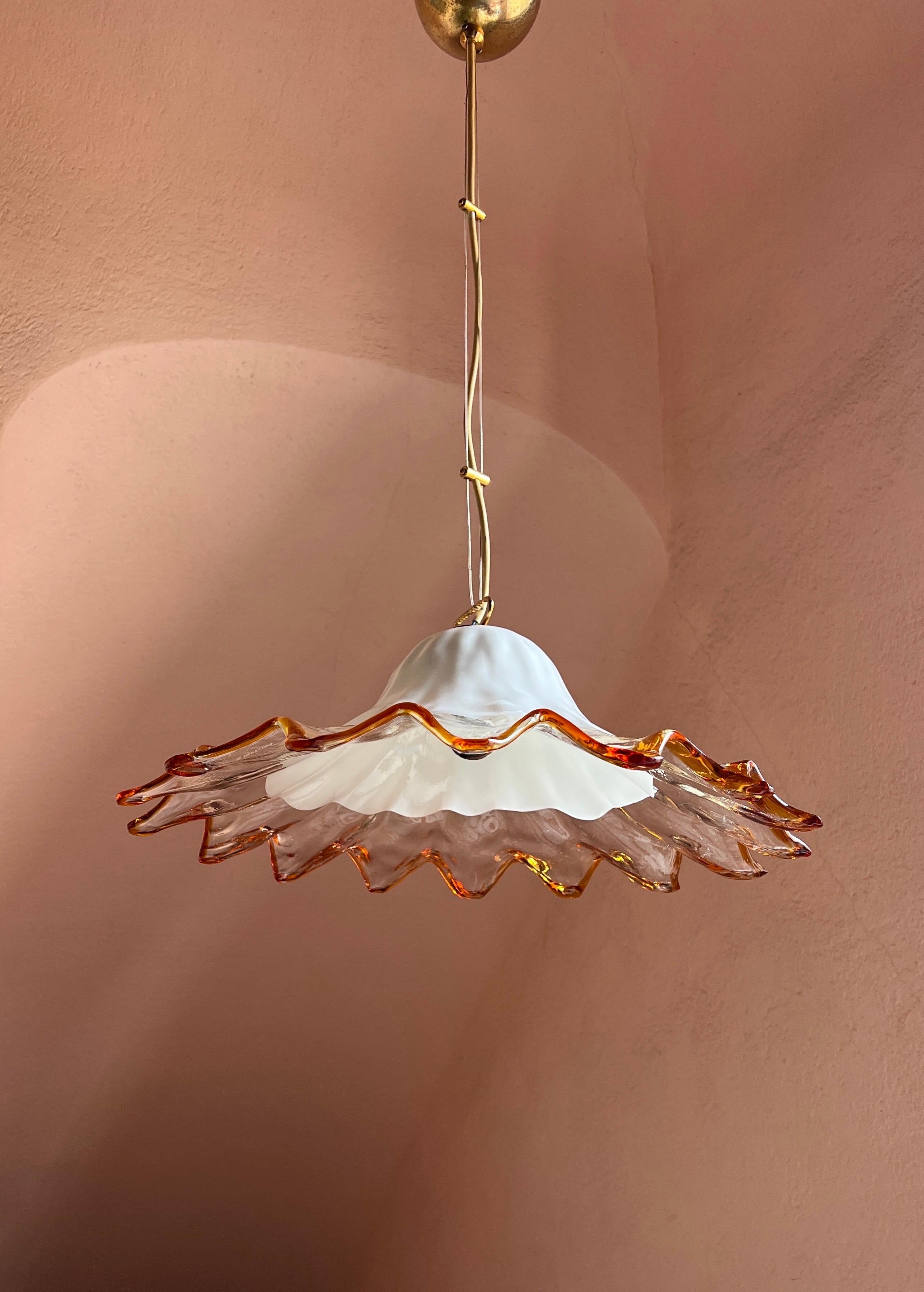 Mid Century Murano Glass Pendant Lamp by La Murrina Murano Venice Italy 1970s For Sale 10