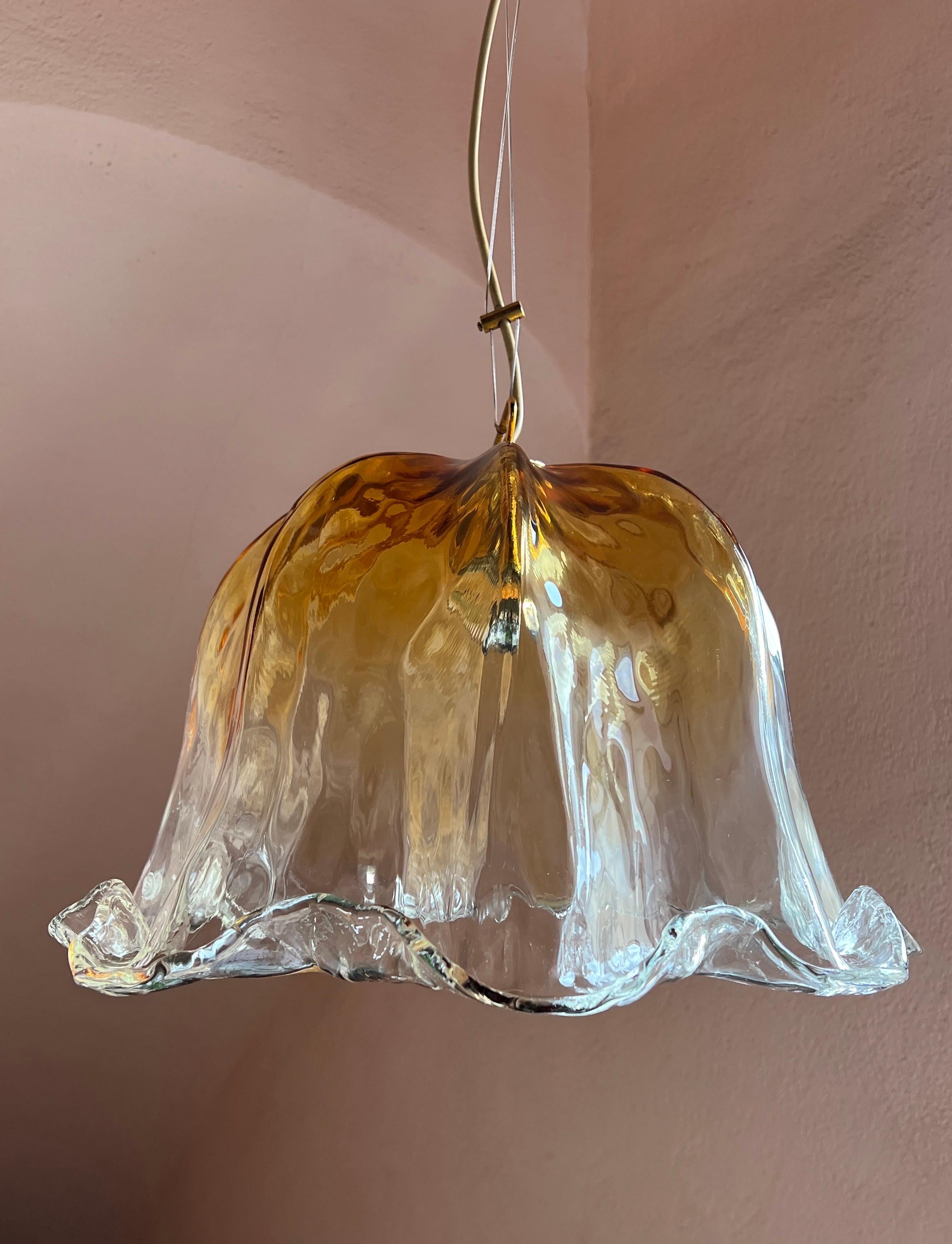 Mid-Century Modern Mid Century Murano Glass Pendant Lamp by La Murrina Murano Venice Italy 1970s For Sale