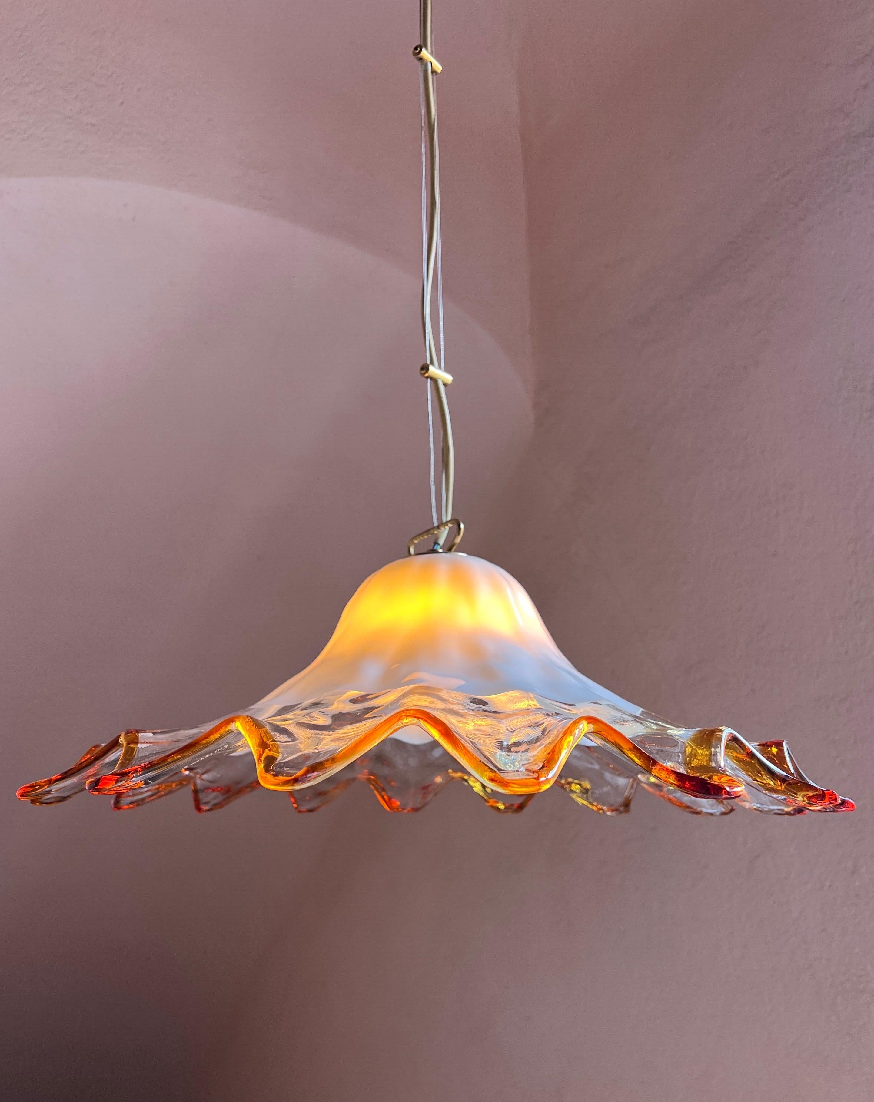 Mid Century Murano Glass Pendant Lamp by La Murrina Murano Venice Italy 1970s In Good Condition For Sale In Palermo, PA