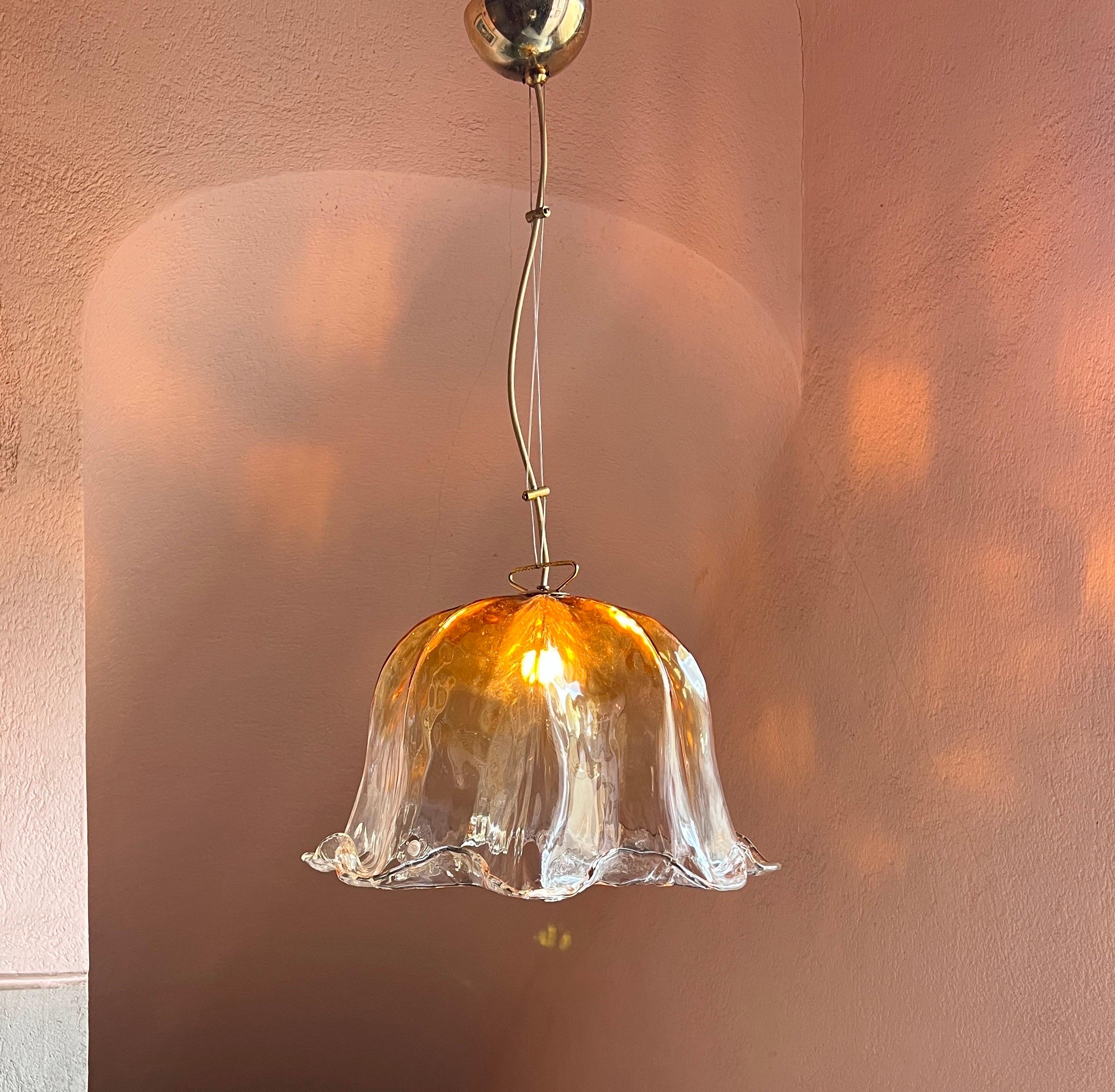 Mid Century Murano Glass Pendant Lamp by La Murrina Murano Venice Italy 1970s In Good Condition For Sale In Palermo, PA