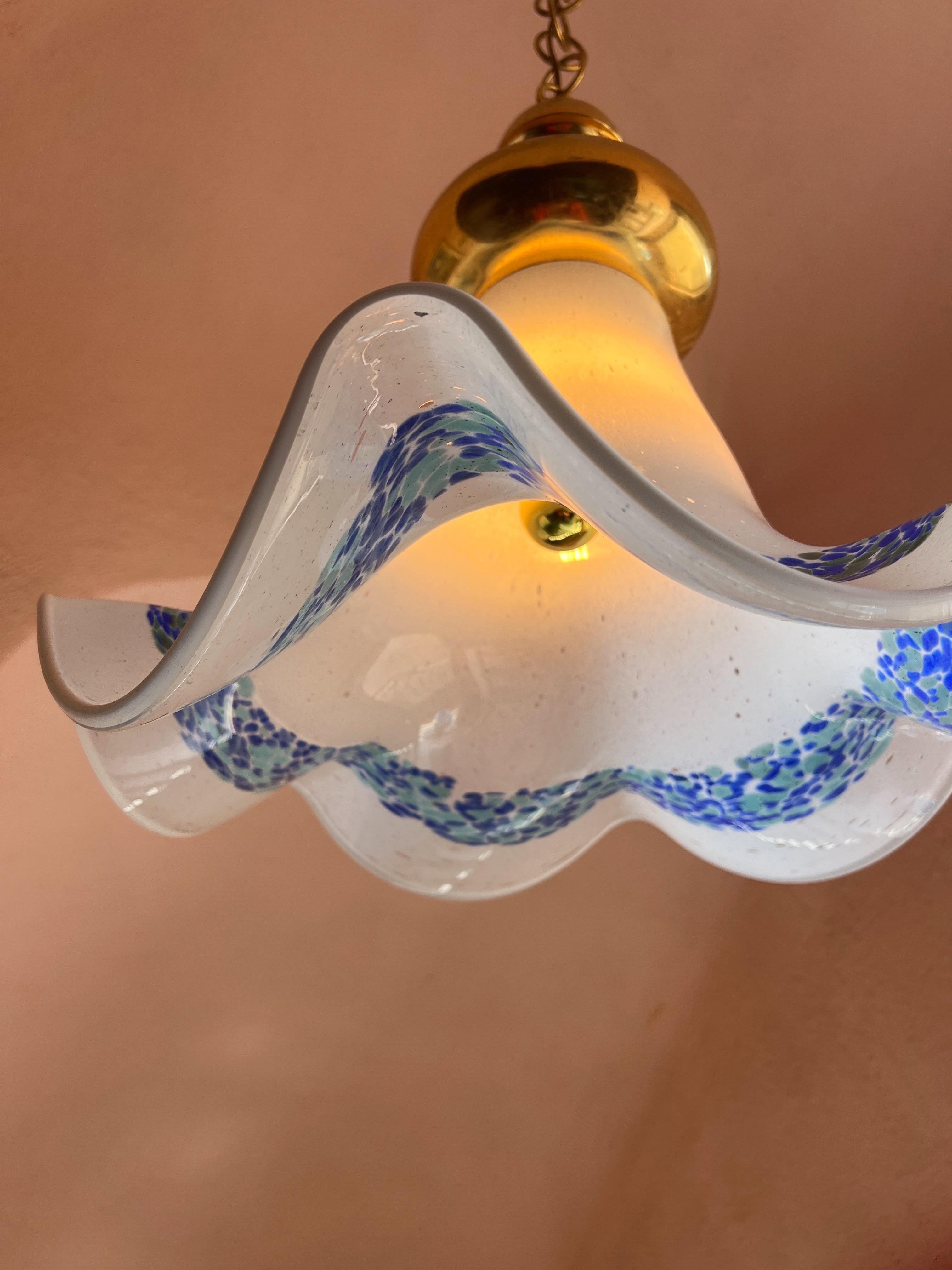 Mid Century Murano Glass Pendant Lamp by La Murrina Murano Venice Italy 1970s In Good Condition For Sale In Palermo, PA