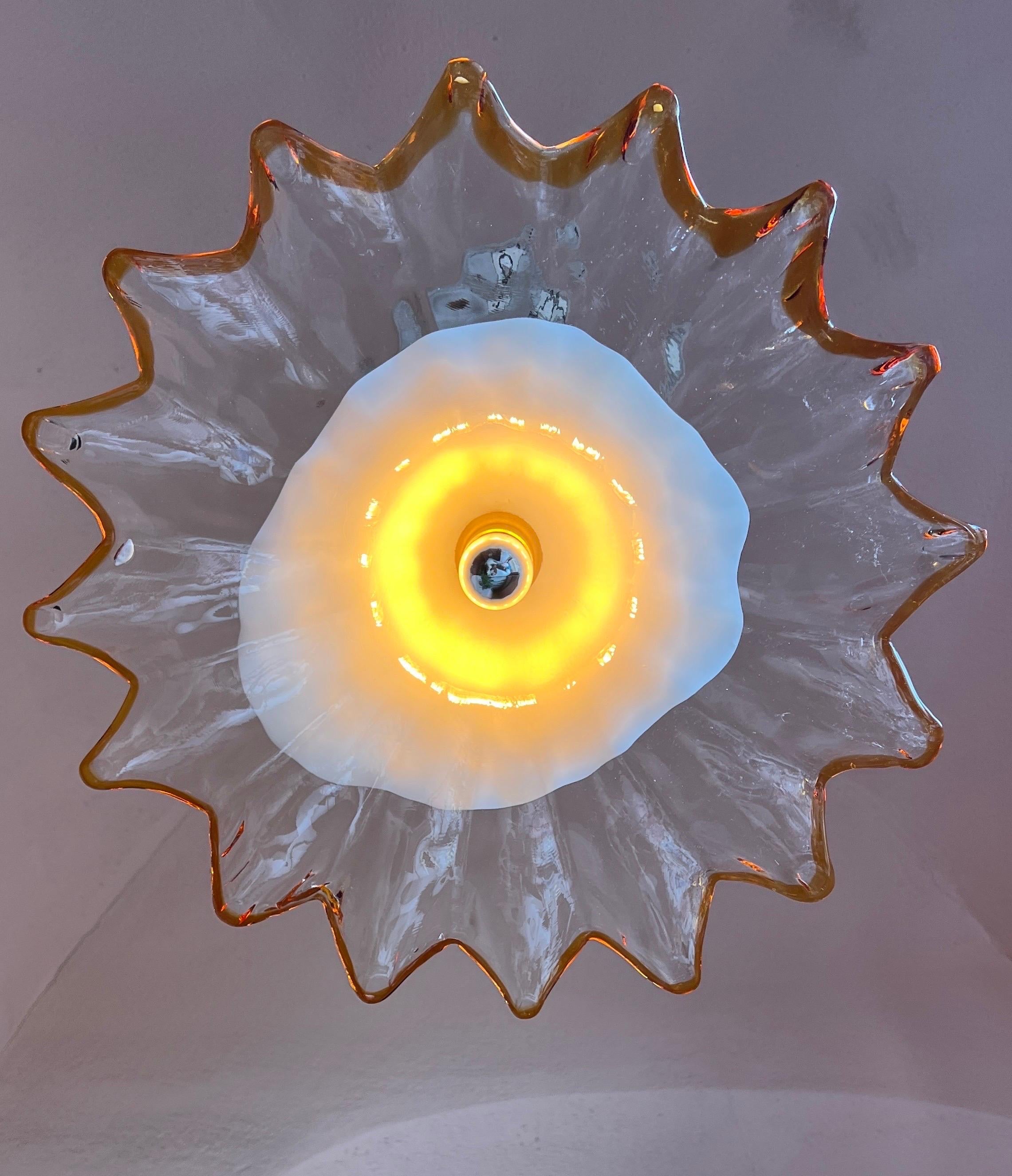 20th Century Mid Century Murano Glass Pendant Lamp by La Murrina Murano Venice Italy 1970s For Sale