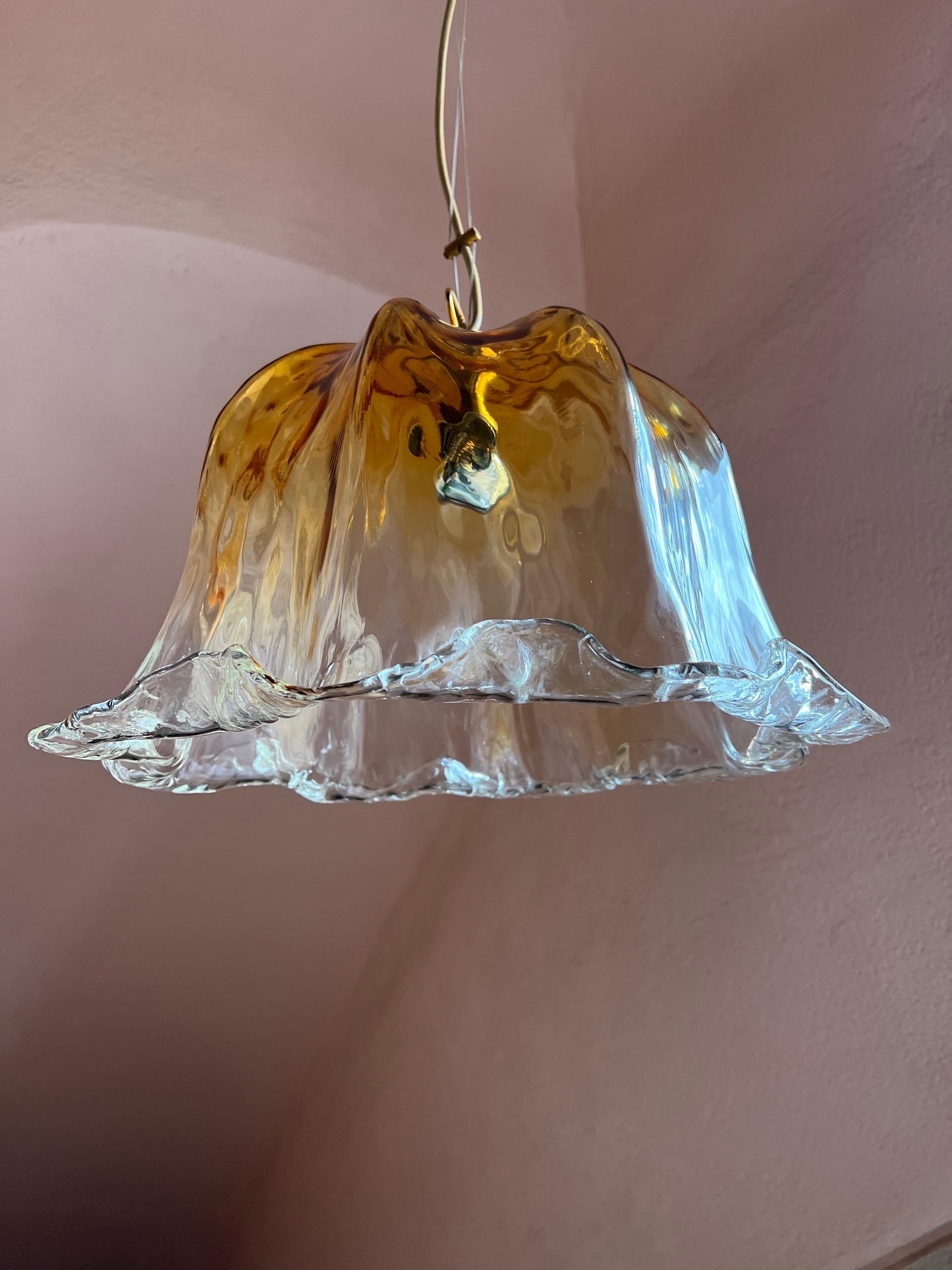 20th Century Mid Century Murano Glass Pendant Lamp by La Murrina Murano Venice Italy 1970s For Sale